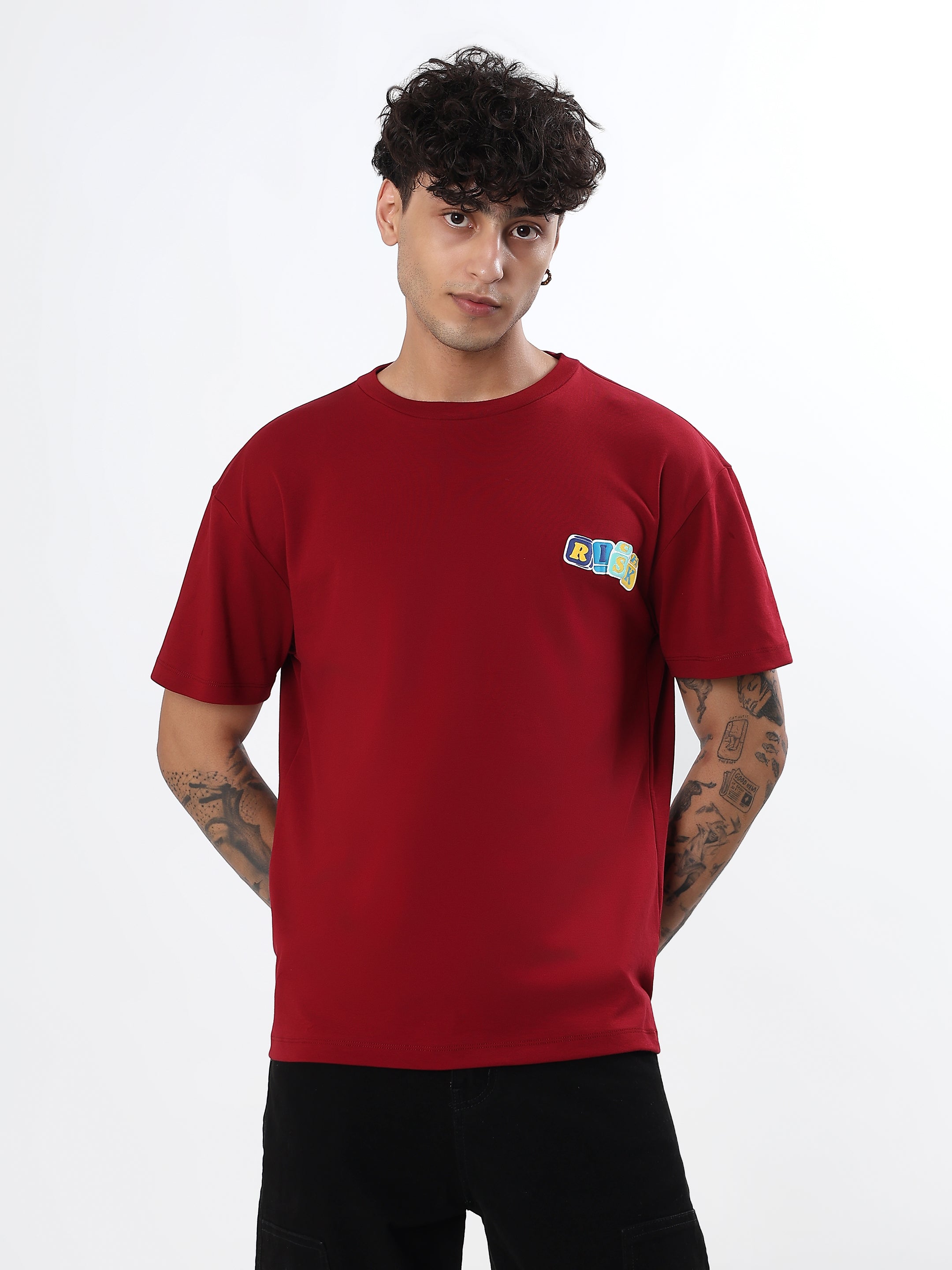 "LUCKY BASTARD FORTUNE FAVORS THE BOLD" GRAPHIC PRINTED OVERSIZED T-SHIRT