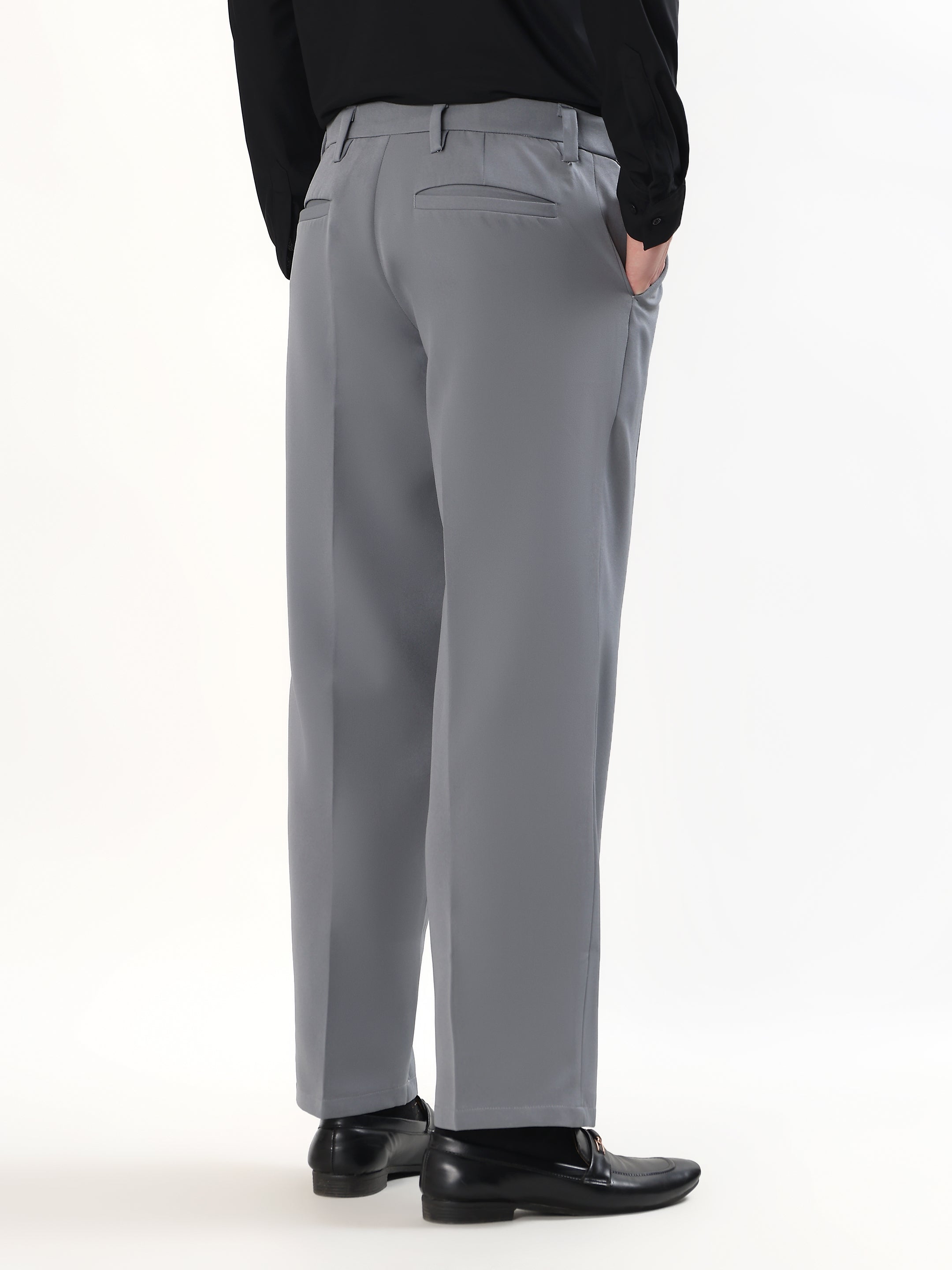 MEN'S GREY PLEATED RELAXED FIT
