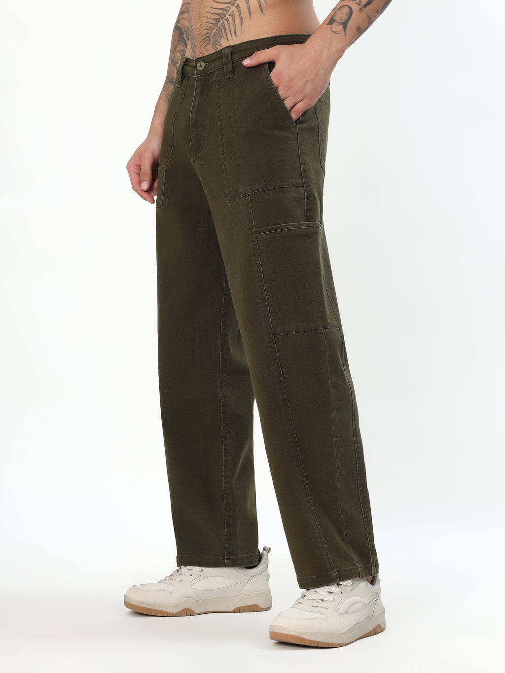 MEN'S OLIVE GREEN LOOSE BAGGY FIT