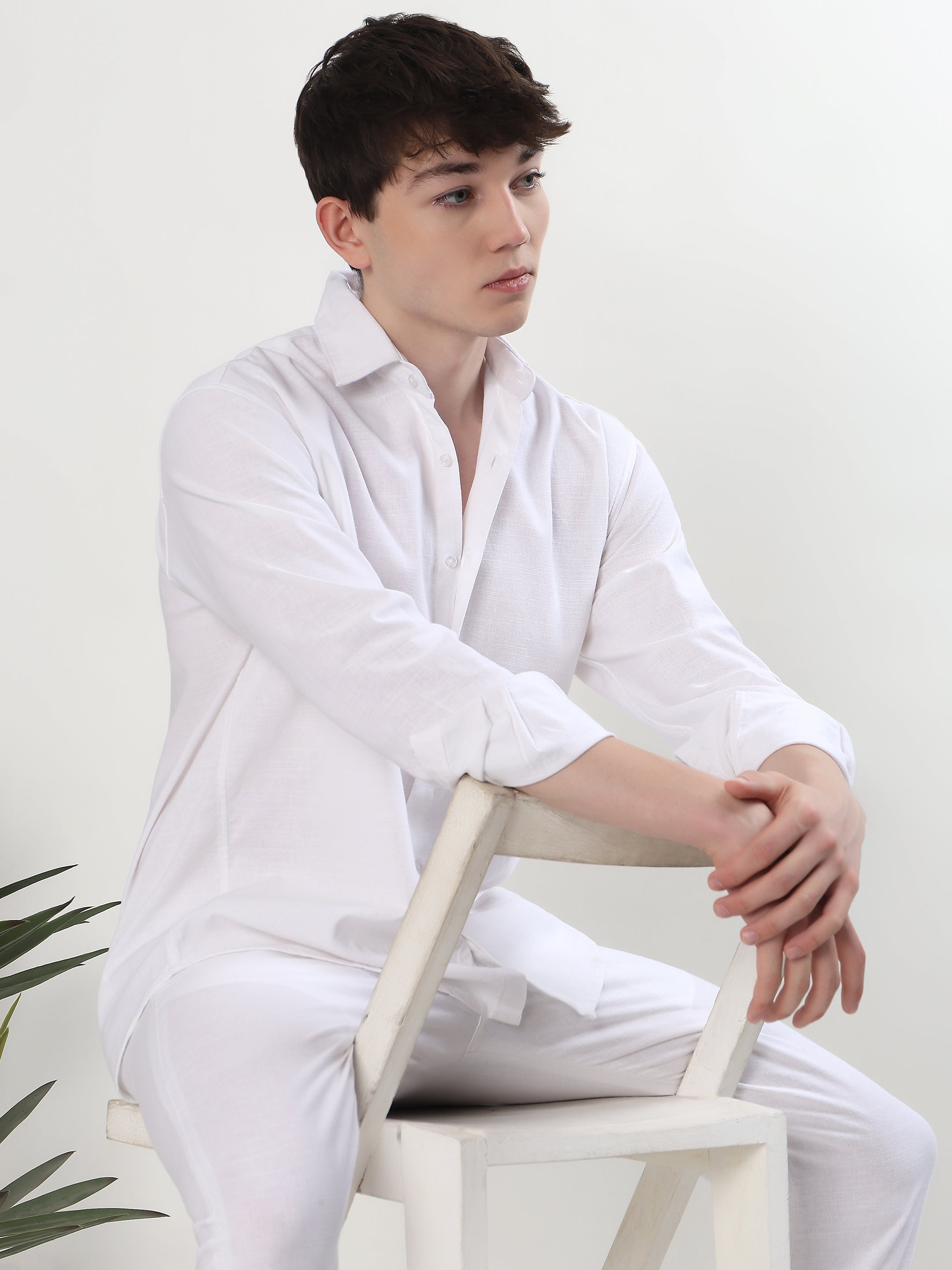 PURE WHITE LINEN SHIRT