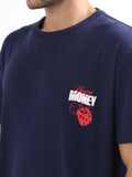 NAVY BLUE GRAPHIC OVERSIZED T-SHIRT