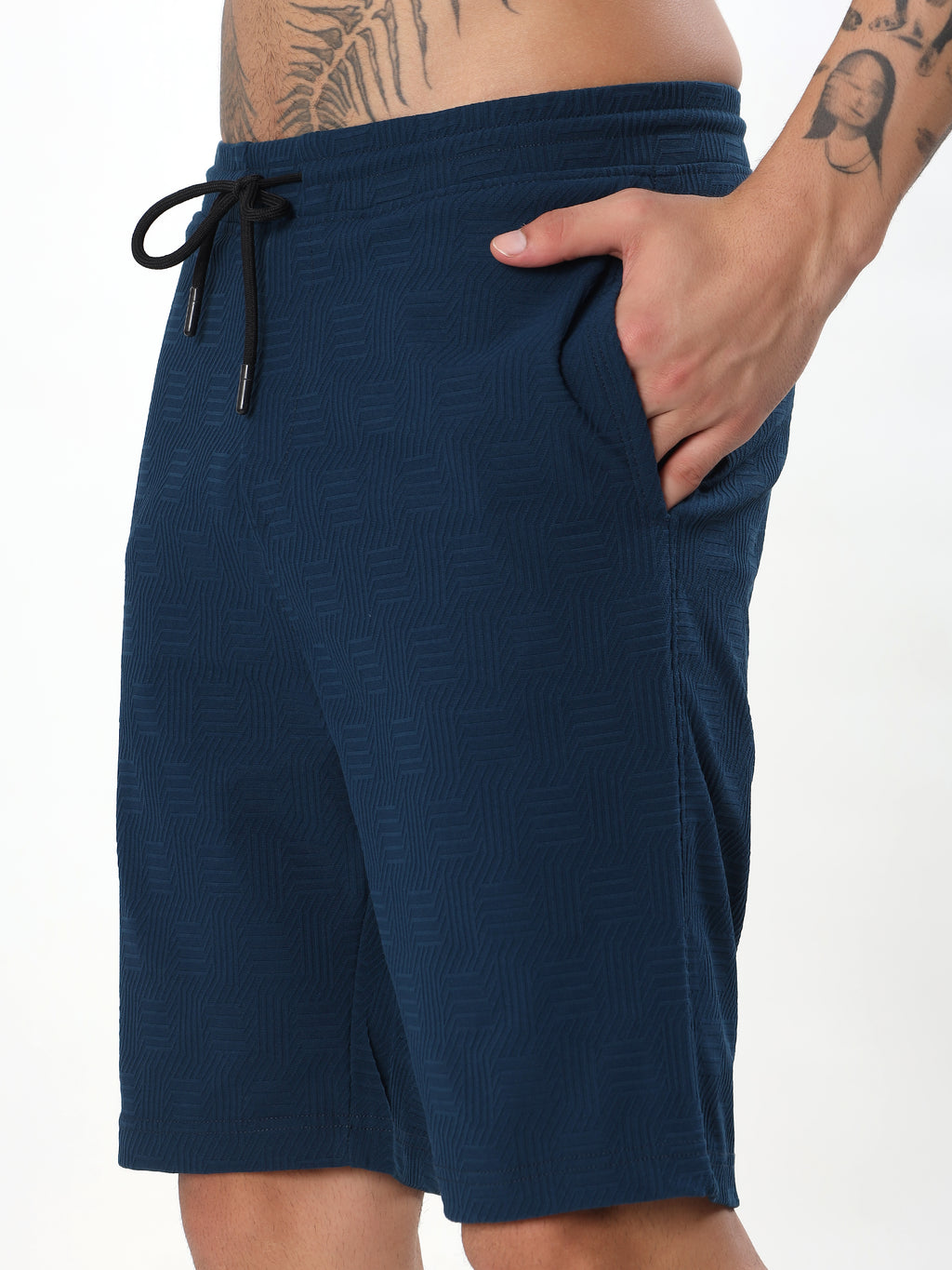 NAVY BLUE JACQUARD TEXTURED CO-ORD SET