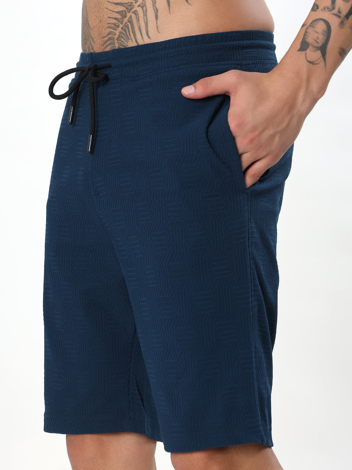 NAVY BLUE JACQUARD TEXTURED CO-ORD SET