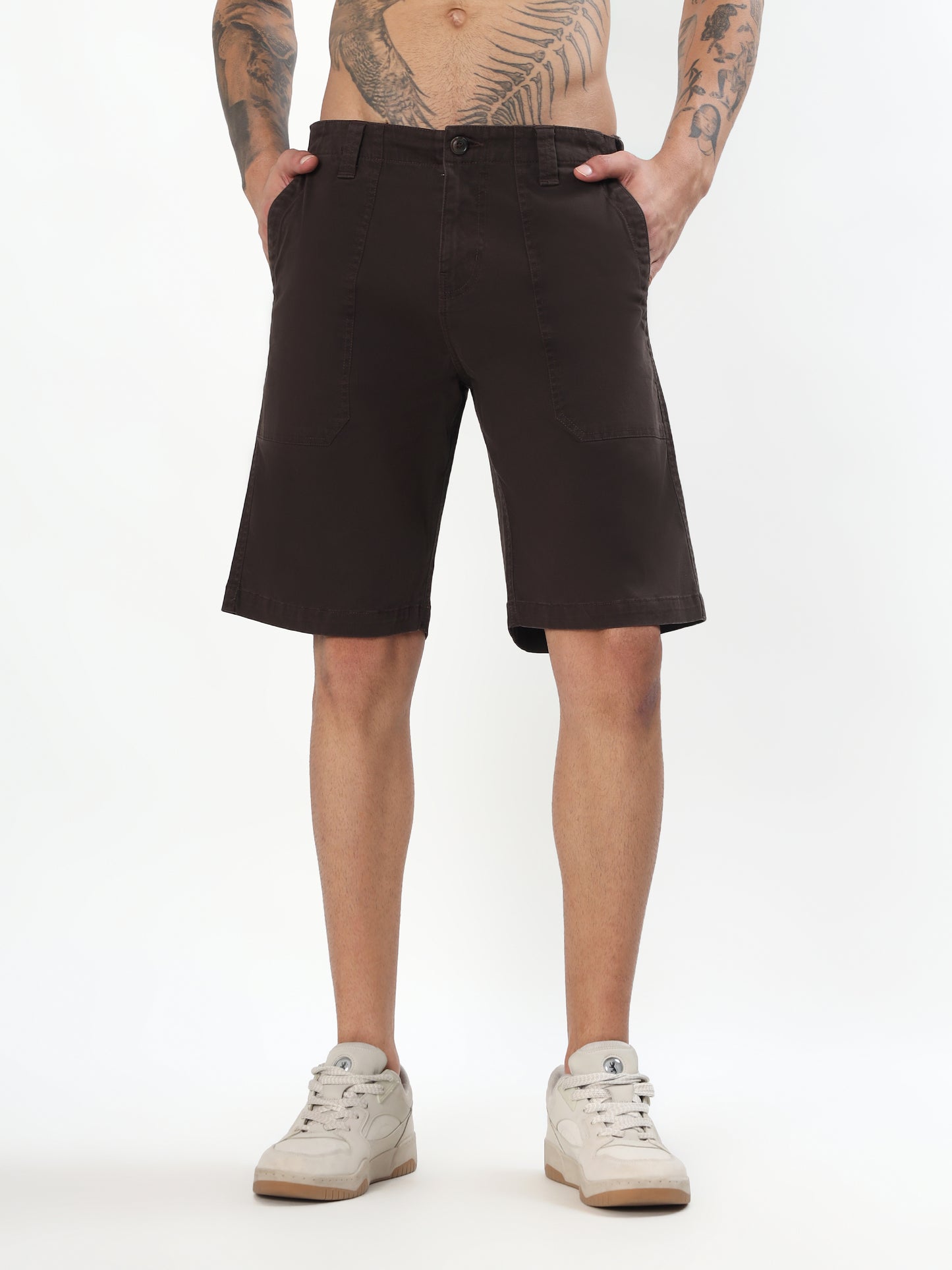 UTILITY STITCH BERMUDA SHORTS - ESPRESSO BROWN