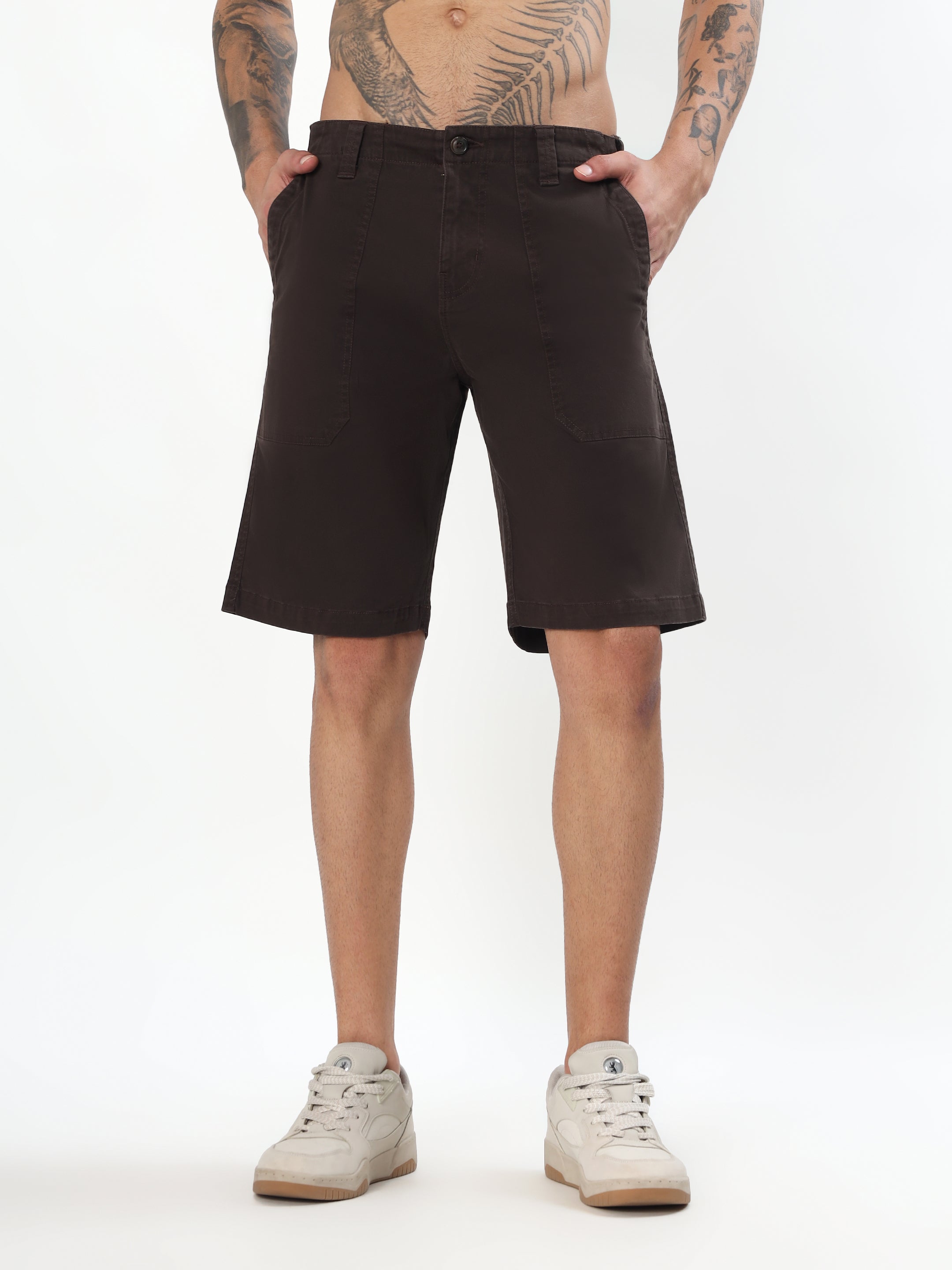 UTILITY STITCH BERMUDA SHORTS - ESPRESSO BROWN