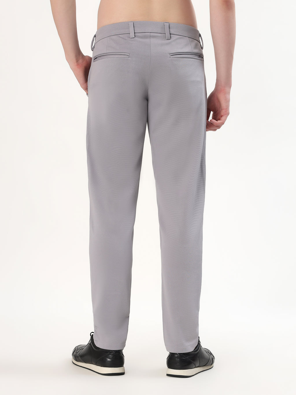 MEN'S LIGHT GREY TEXTURED SLIM FIT CHINOS