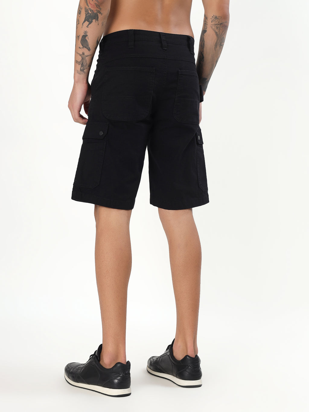 RIPSTOP CARGO BERMUDA SHORTS - BLACK