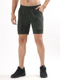 MEN DARK GREEN LIGHTWEIGHT UTILITY SHORTS