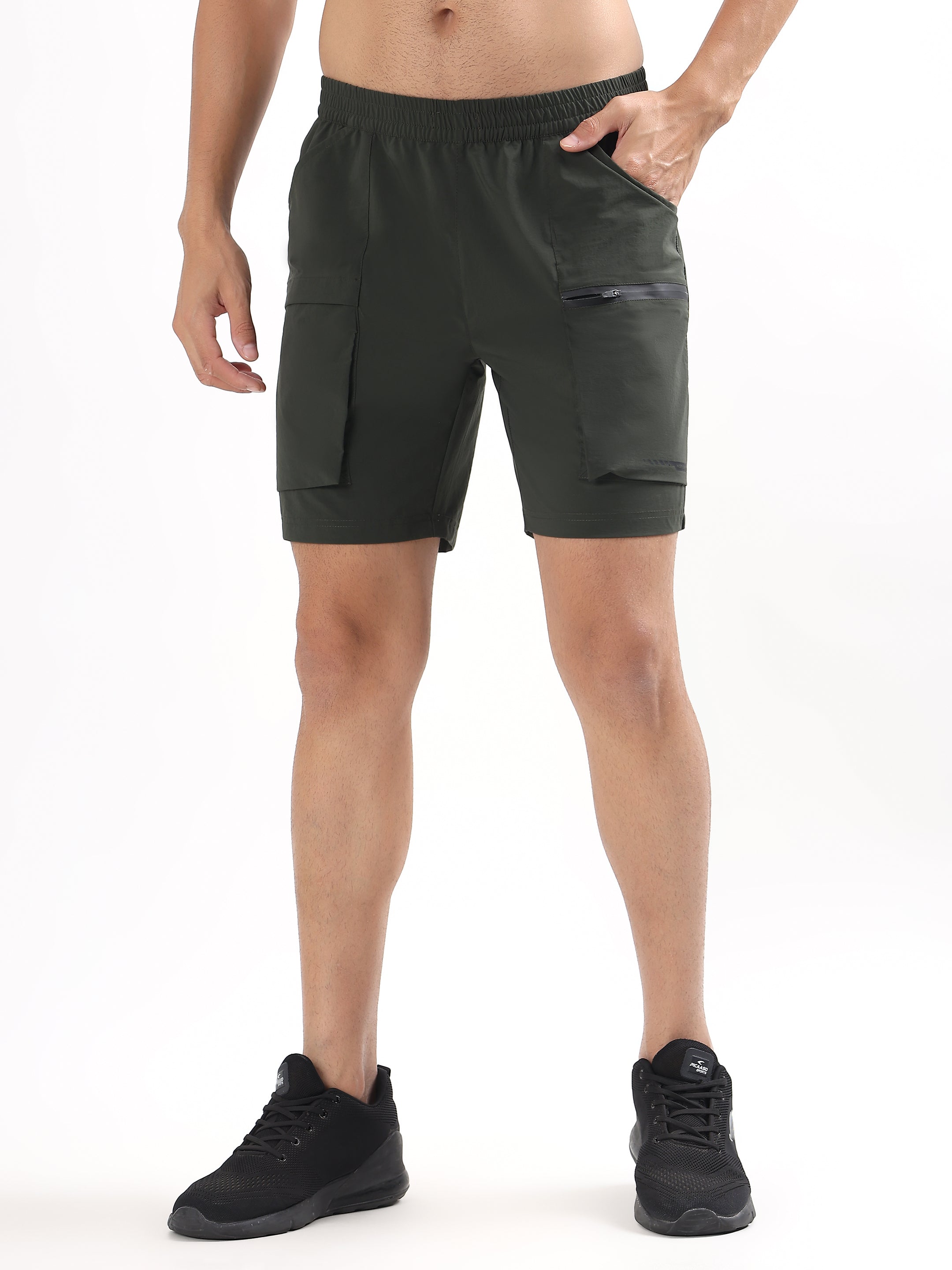 MEN DARK GREEN LIGHTWEIGHT UTILITY SHORTS
