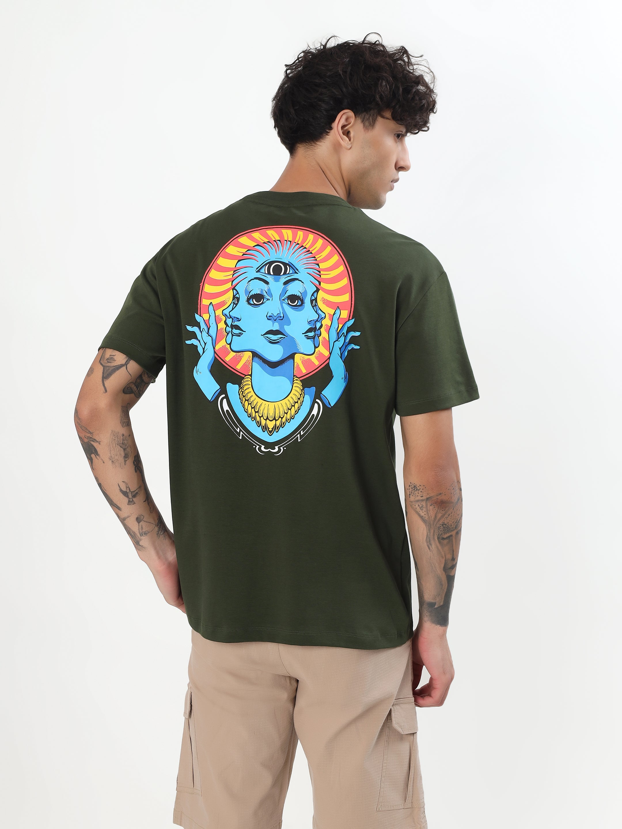 "TRIPPY THREE FACED GODDESS" GRAPHIC PRINTED OVERSIZED T-SHIRT