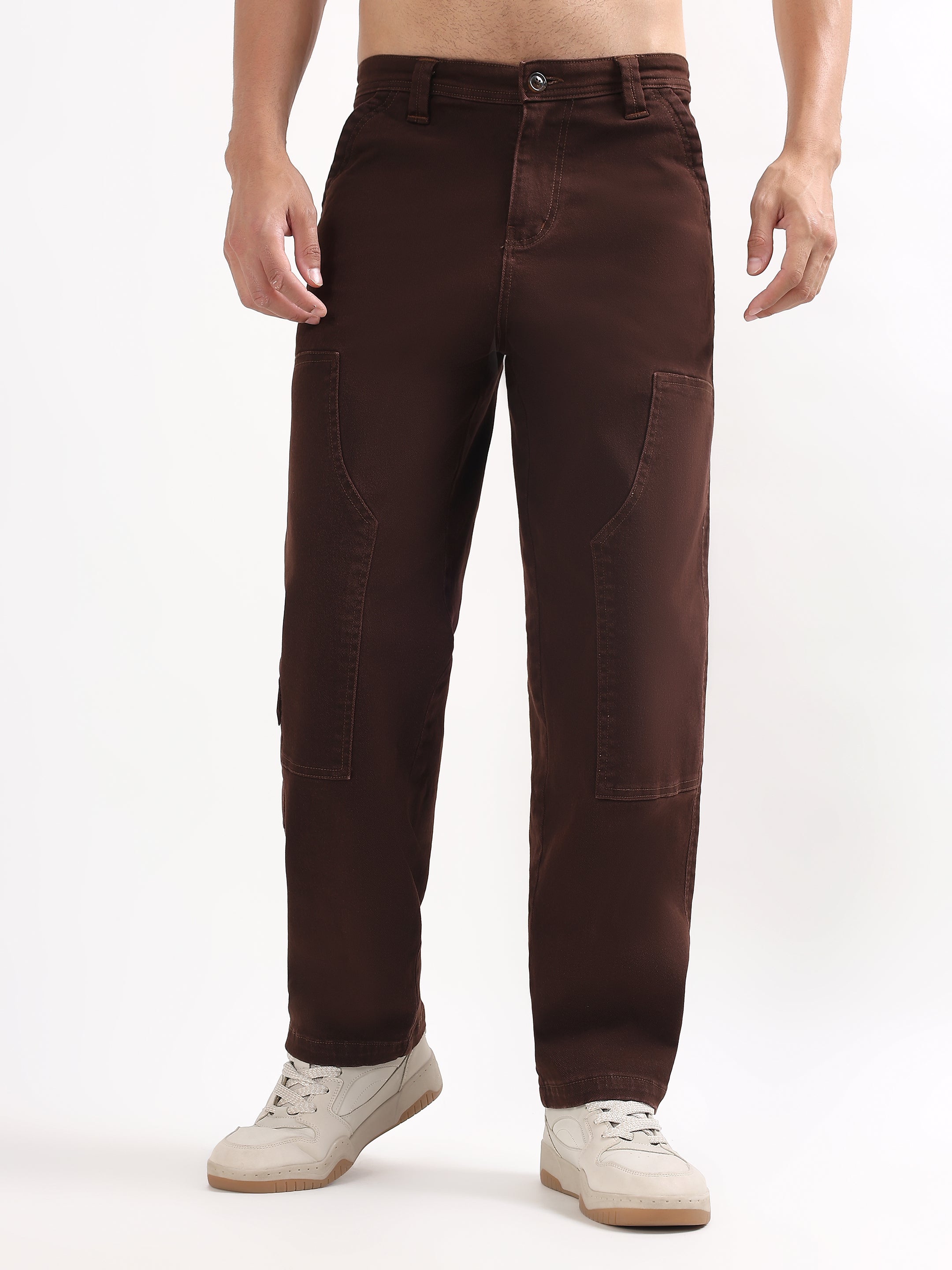 MEN'S BROWN UTILITY CARGO BAGGY PANTS