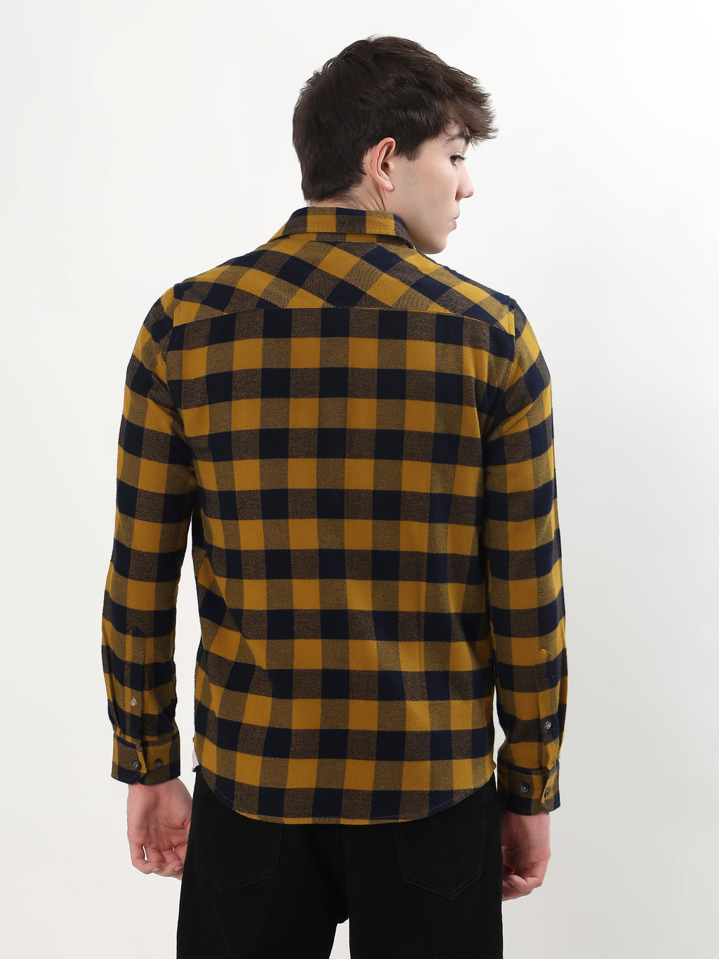 MUSTARD YELLOW AND BLACK BUFFALO CHECKED