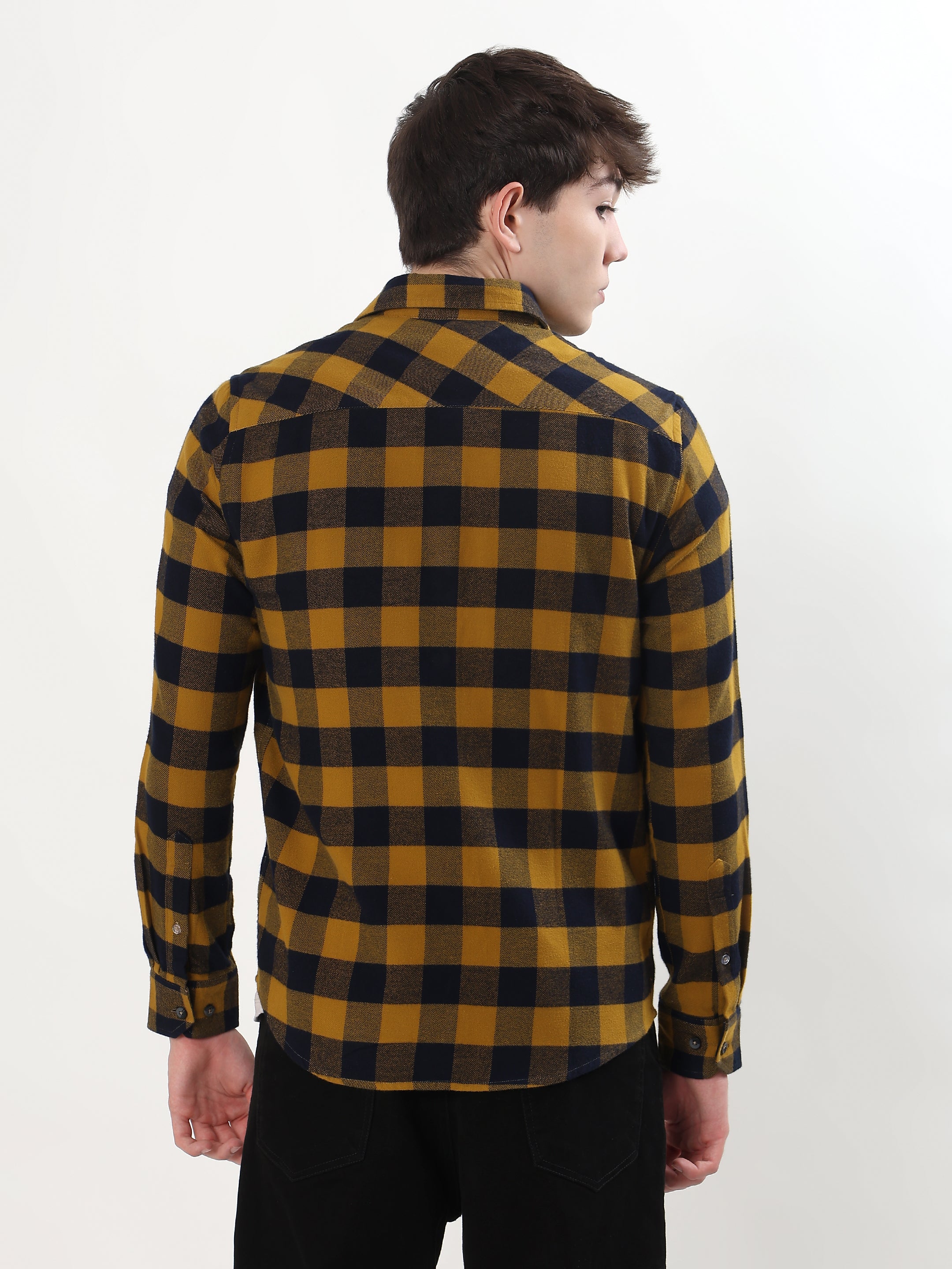 MUSTARD YELLOW AND BLACK BUFFALO CHECKED