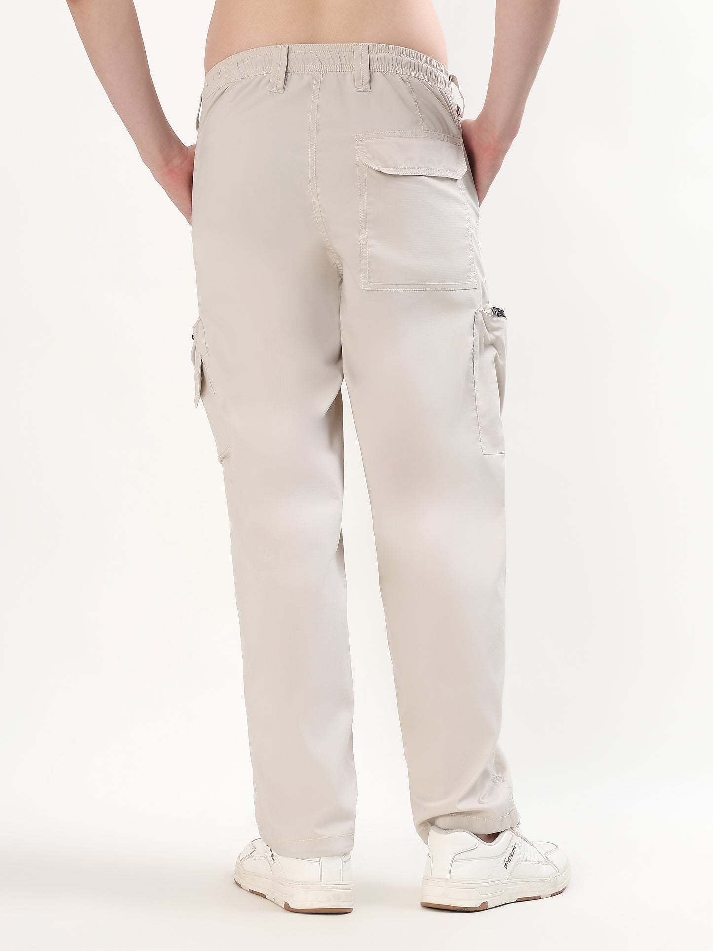 OFF WHITE UTILITY CARGO TROUSERS (MULTIPLE FUNCTIONAL POCKETS)