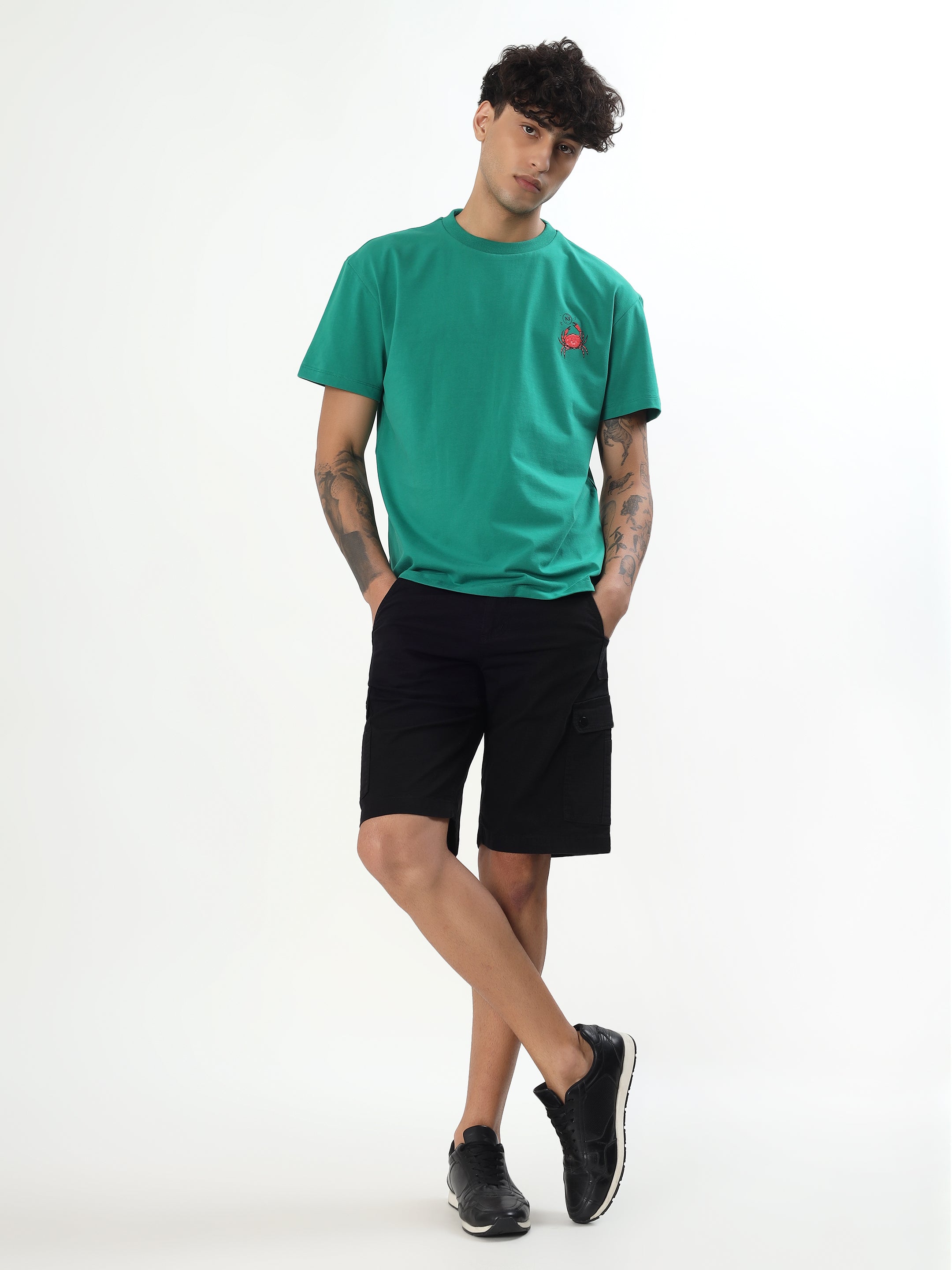 "CRAB CLAW GRAPHIC" PRINTED OVERSIZED T-SHIRT