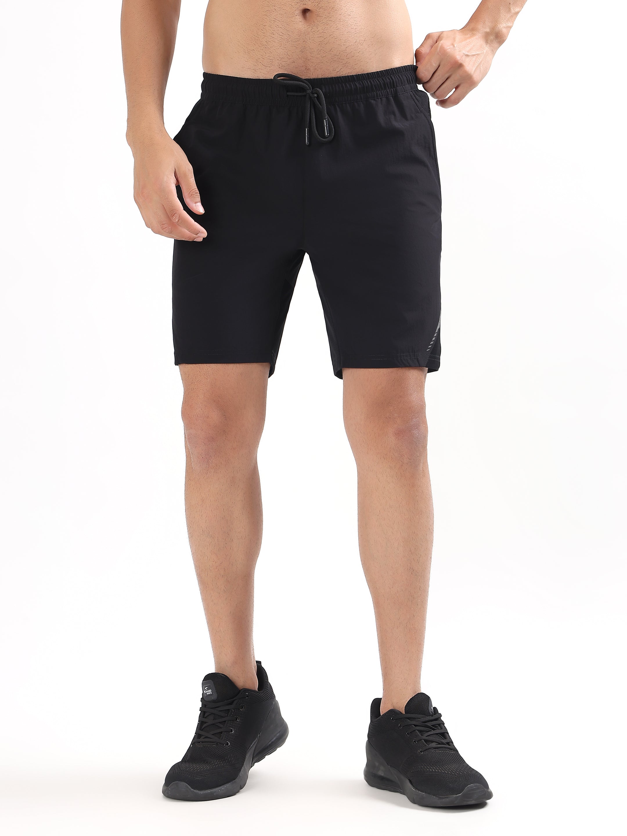 MEN BLACK LIGHTWEIGHT QUICK-DRY SPORTS SHORTS