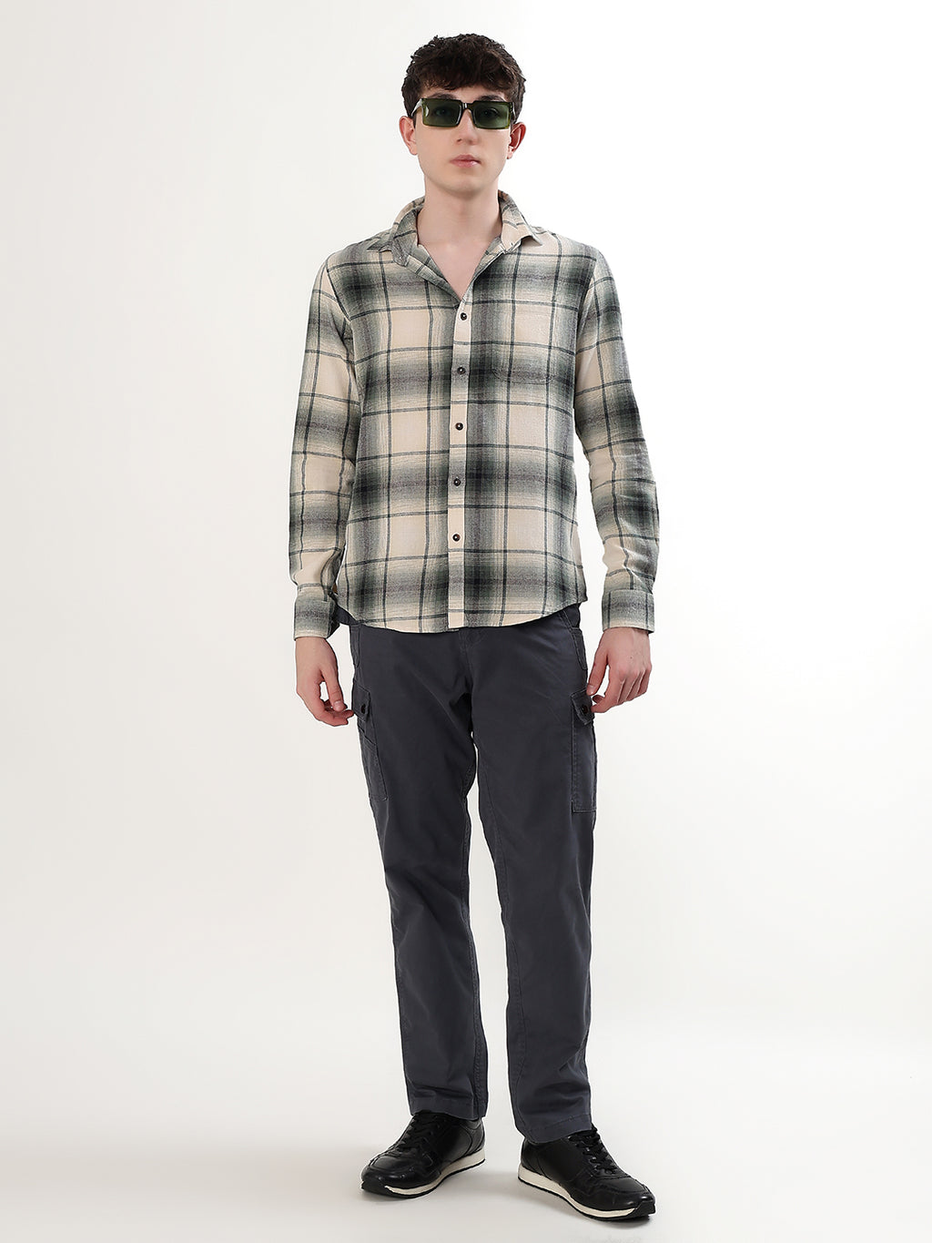 CREAM & SAGE GREEN PLAID CHECK