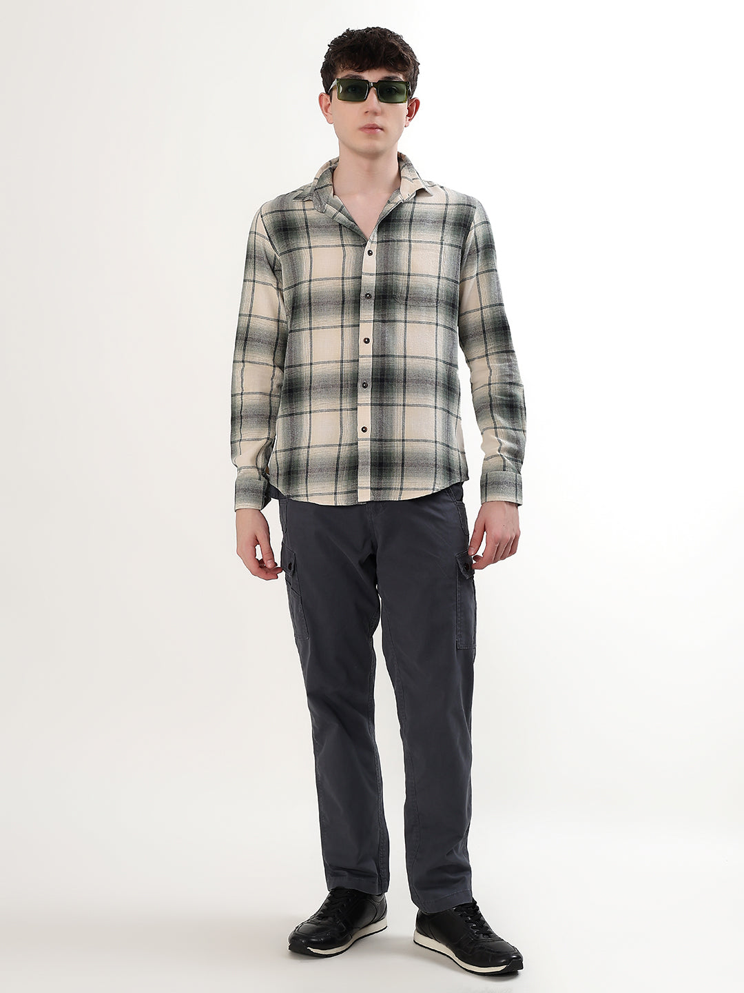 CREAM & SAGE GREEN PLAID CHECK