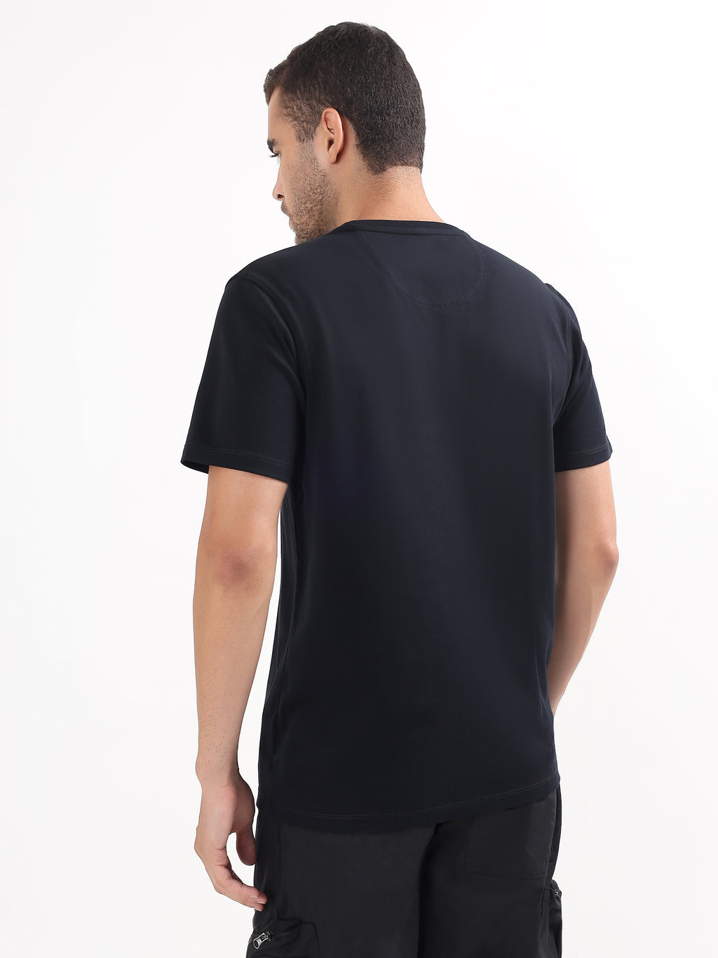 MEN BLACK TIMELESS GRAPHIC REGULAR T-SHIRT