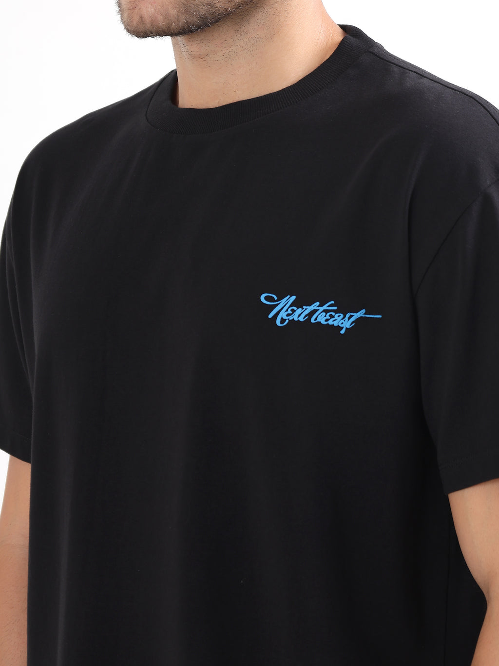 BLACK PRINTED OVERSIZED T-SHIRT