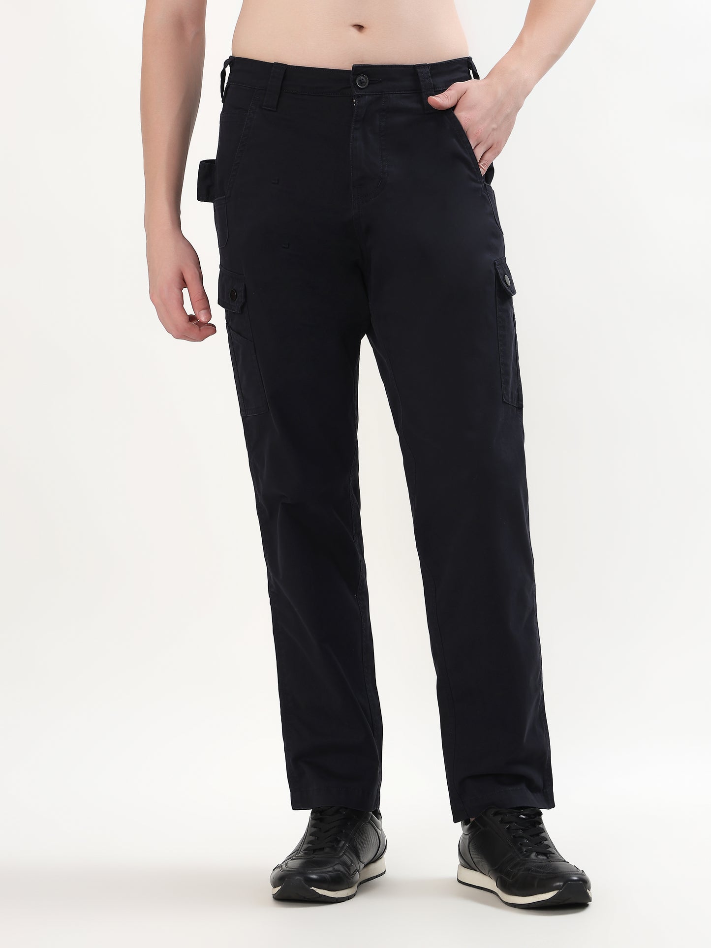 DEEP NAVY BLUE MULTI-POCKET CARGO PANTS