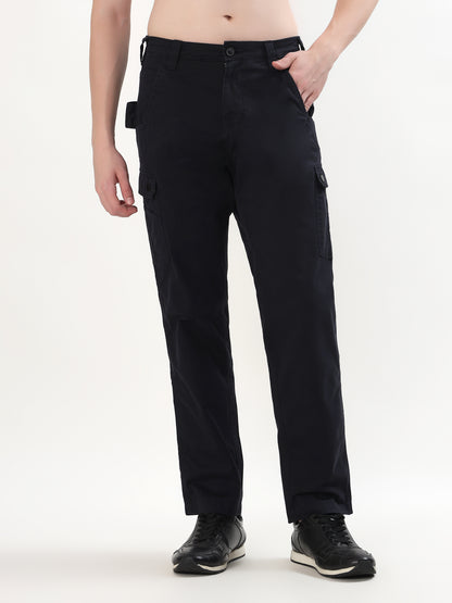 DEEP NAVY BLUE MULTI-POCKET CARGO PANTS