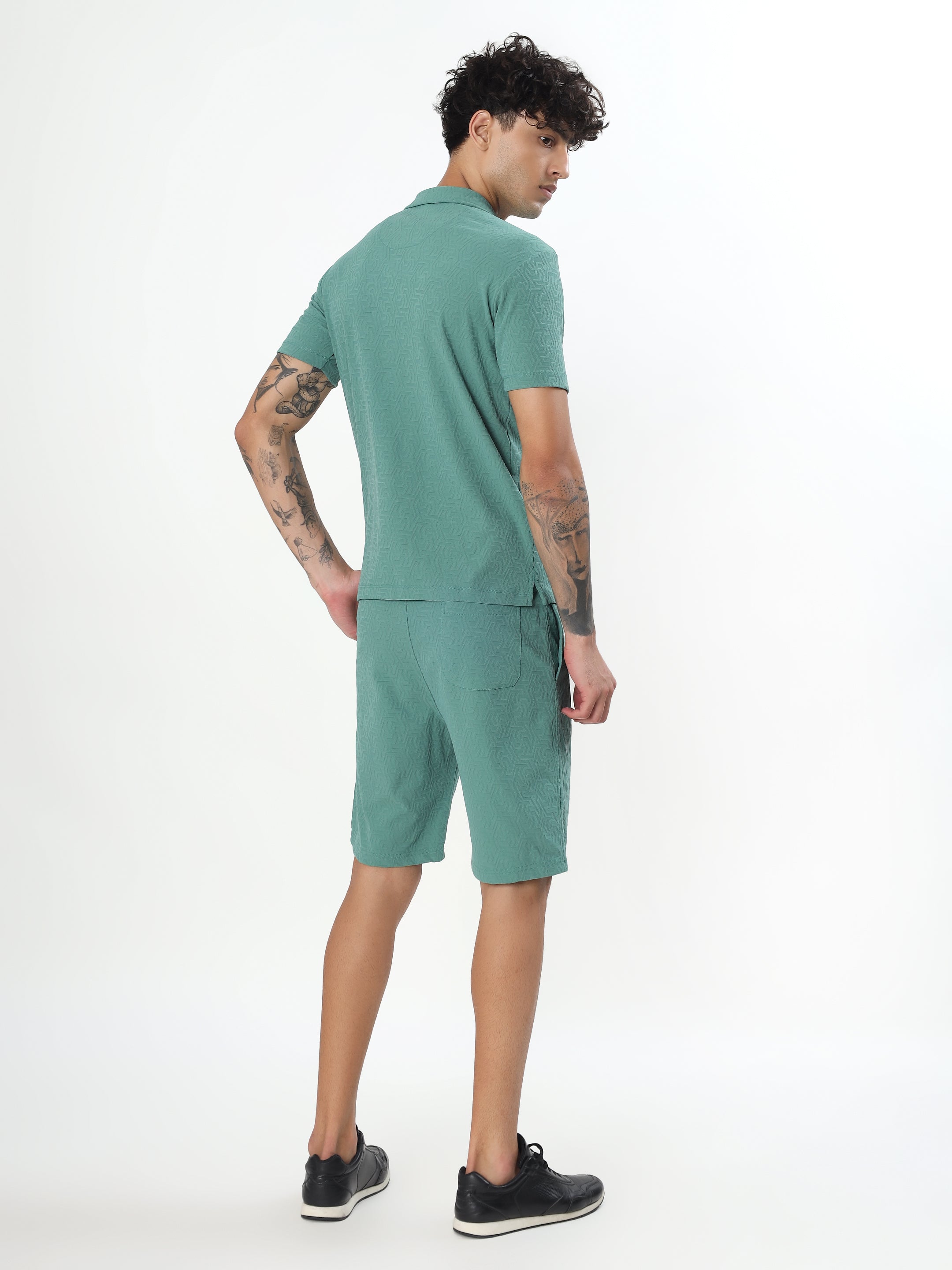 SAGE GREEN JACQUARD POLO CO-ORD SET