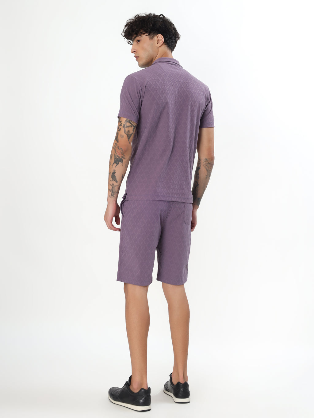 DUSTY MAUVE JACQUARD POLO CO-ORD SET