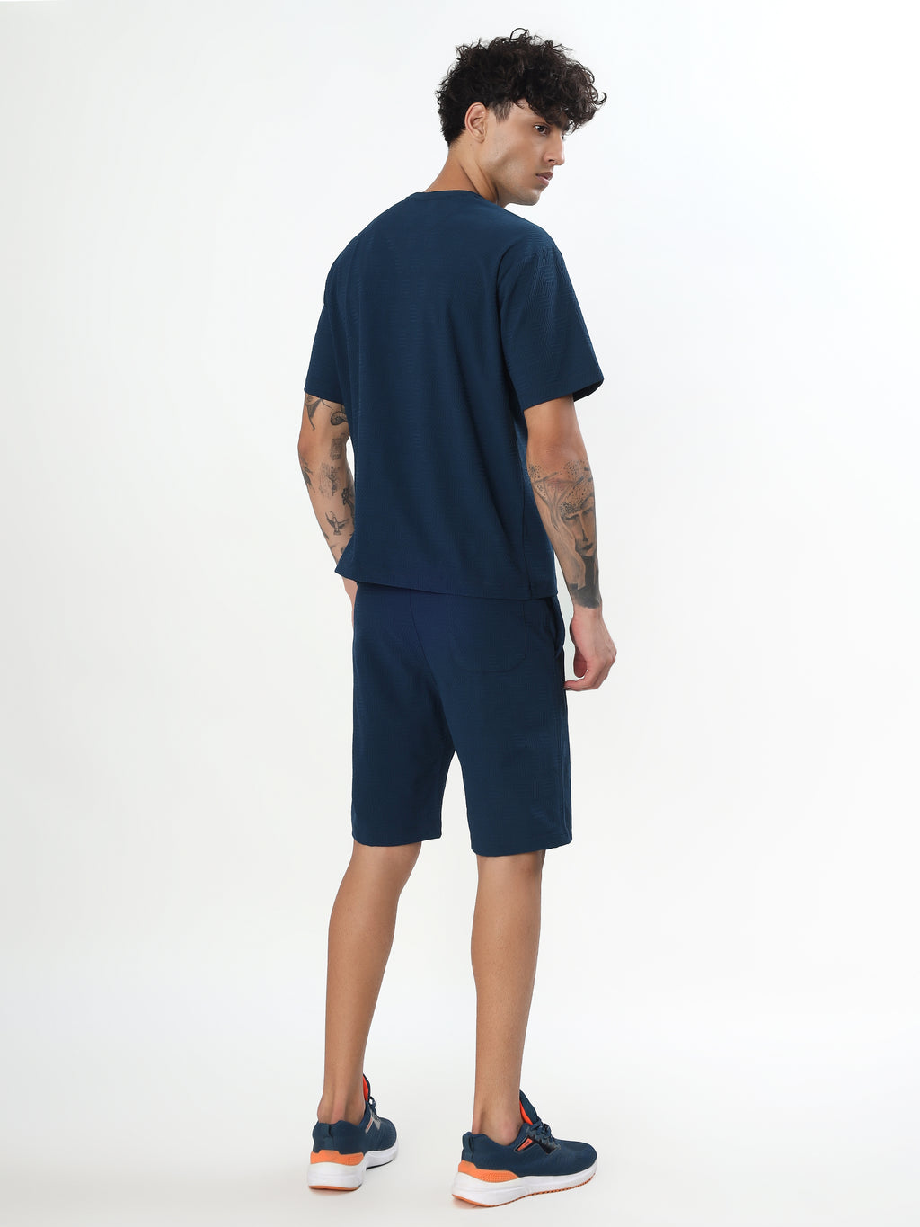 NAVY BLUE JACQUARD TEXTURED CO-ORD SET