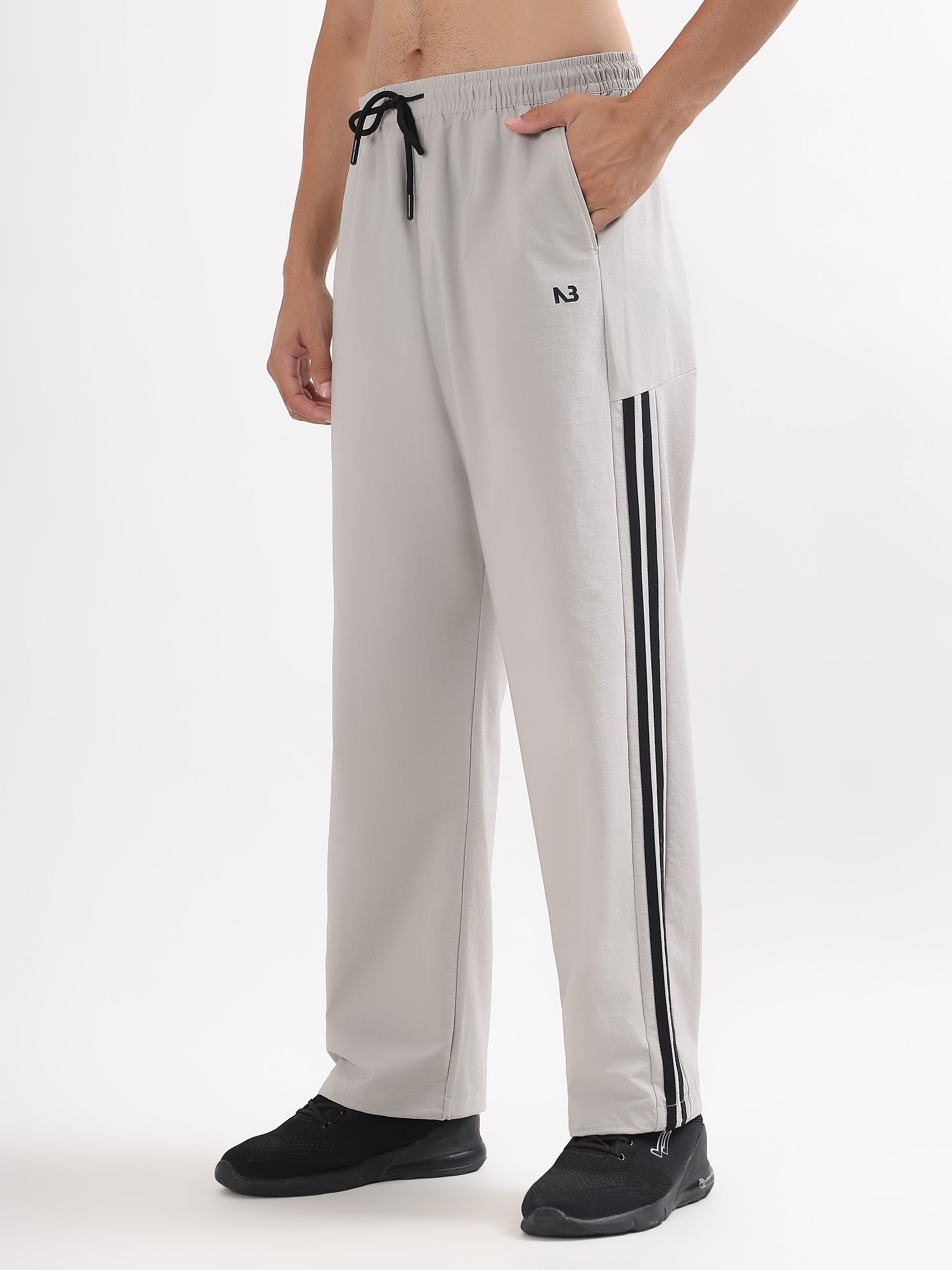 SIDE-STRIPE RELAXED FIT SPORTS TRACK PANTS