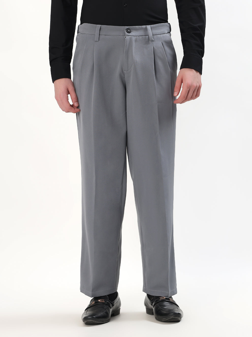 MEN'S GREY PLEATED RELAXED FIT