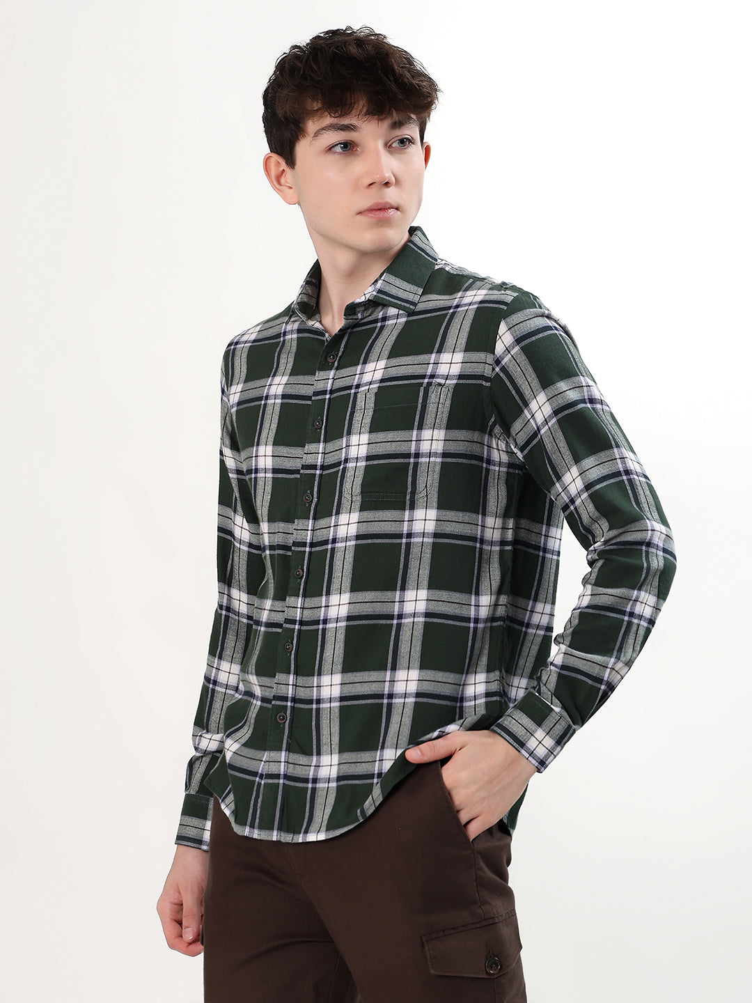 FOREST GREEN & WHITE PLAID CHECK