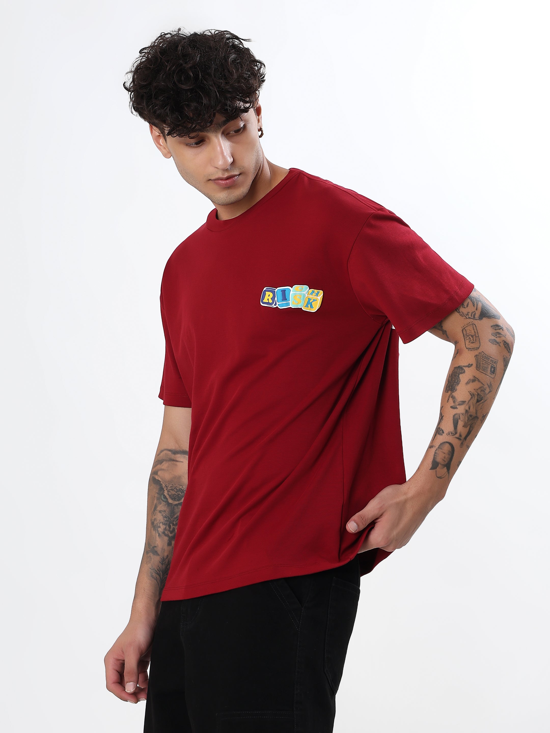 "LUCKY BASTARD FORTUNE FAVORS THE BOLD" GRAPHIC PRINTED OVERSIZED T-SHIRT