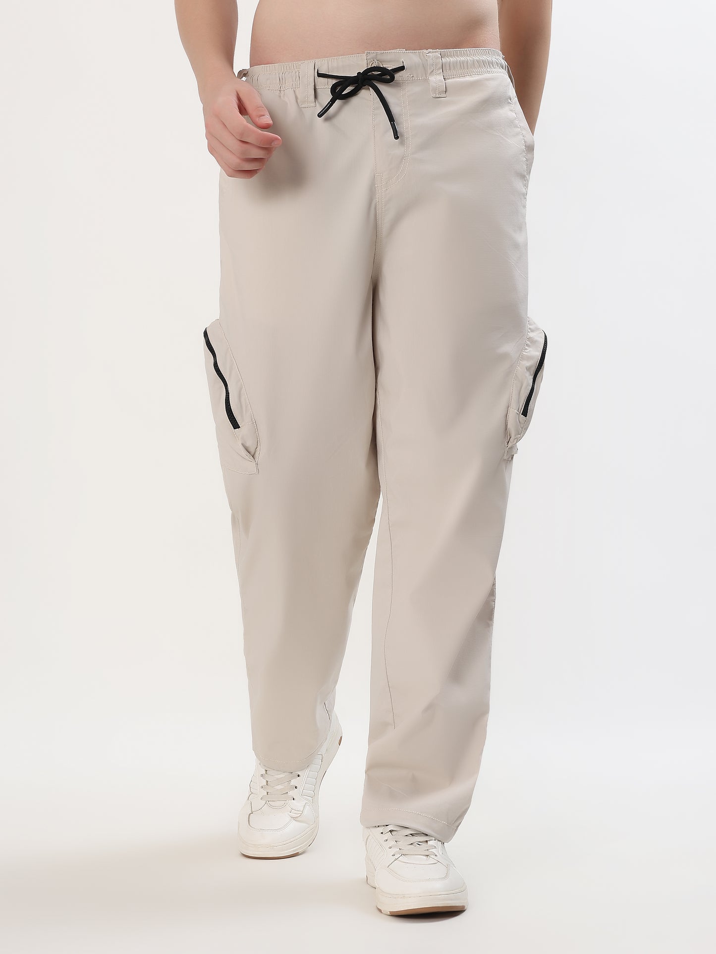 OFF WHITE UTILITY CARGO TROUSERS (MULTIPLE FUNCTIONAL POCKETS)