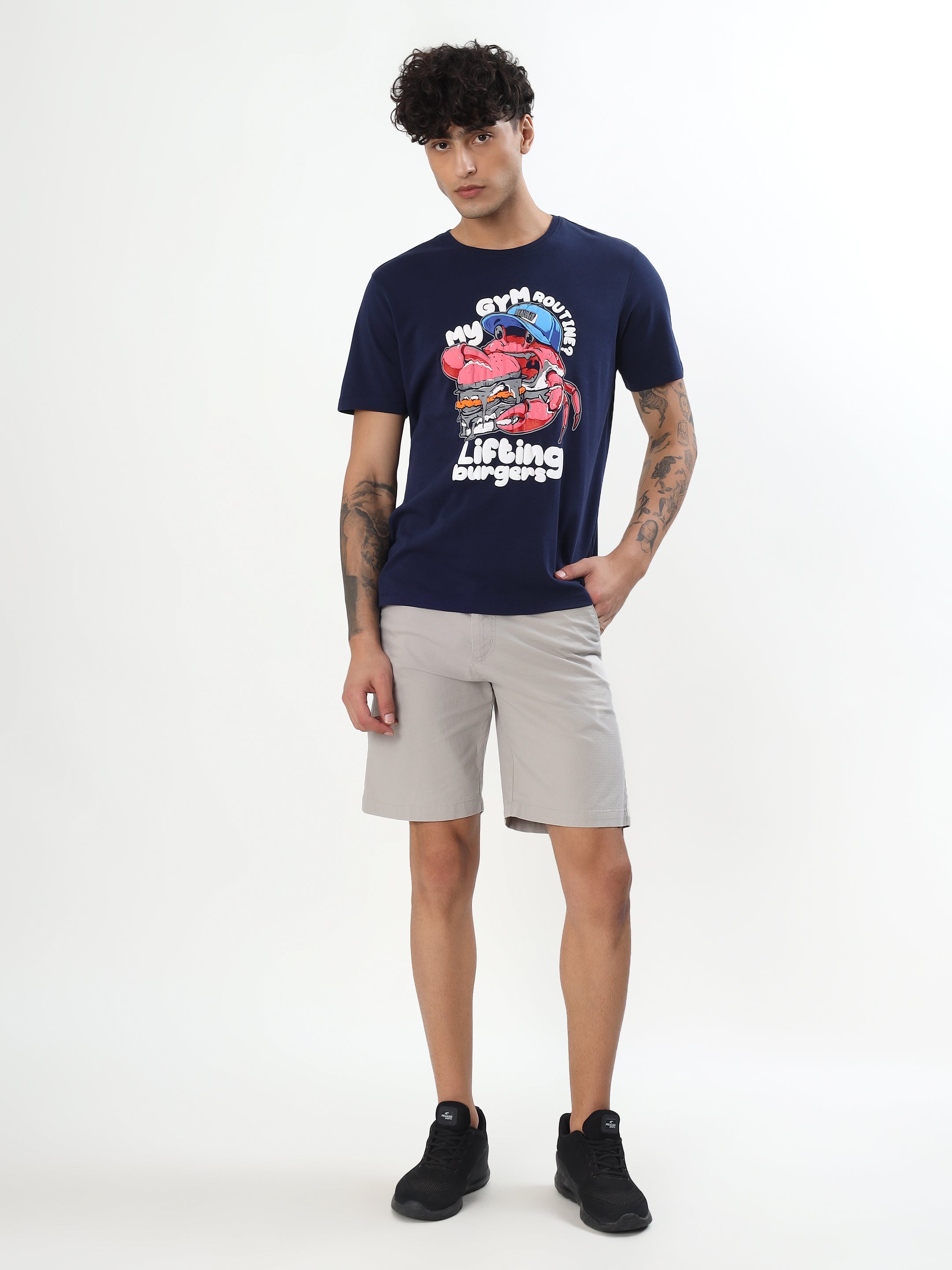 NAVY BLUE MY GYM ROUTINE GRAPHIC T-SHIRT
