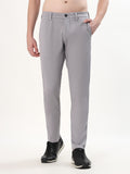 MEN'S LIGHT GREY TEXTURED SLIM FIT CHINOS