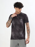 BLACK ABSTRACT PRINT ACTIVEWEAR T-SHIRT