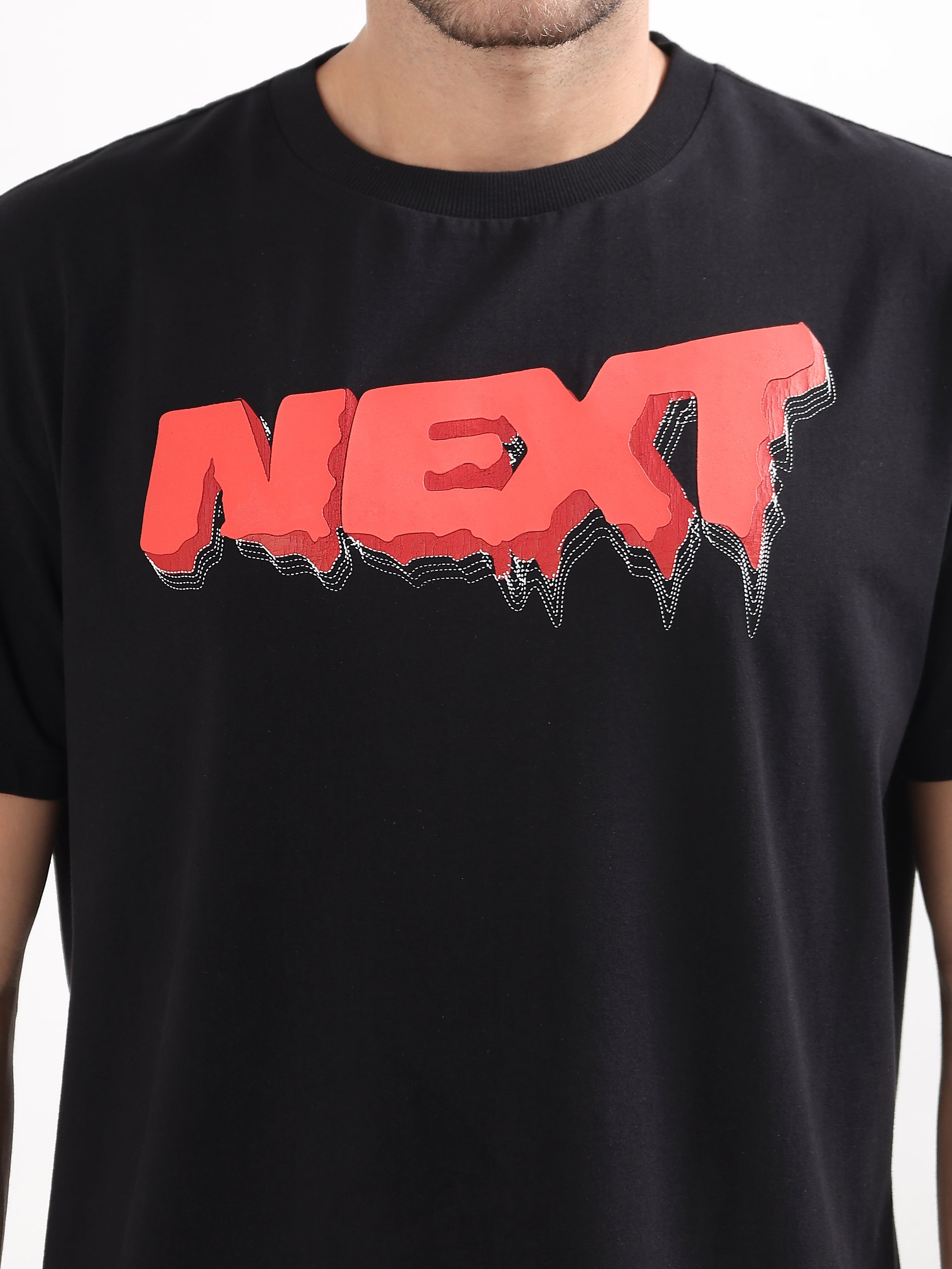 BLACK DRIPPING TEXT GRAPHIC T-SHIRT