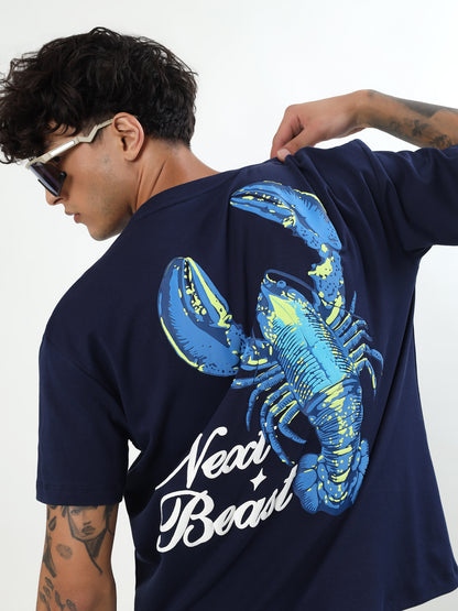 "NEON LOBSTER NEON BEAST" GRAPHIC PRINTED OVERSIZED T-SHIRT