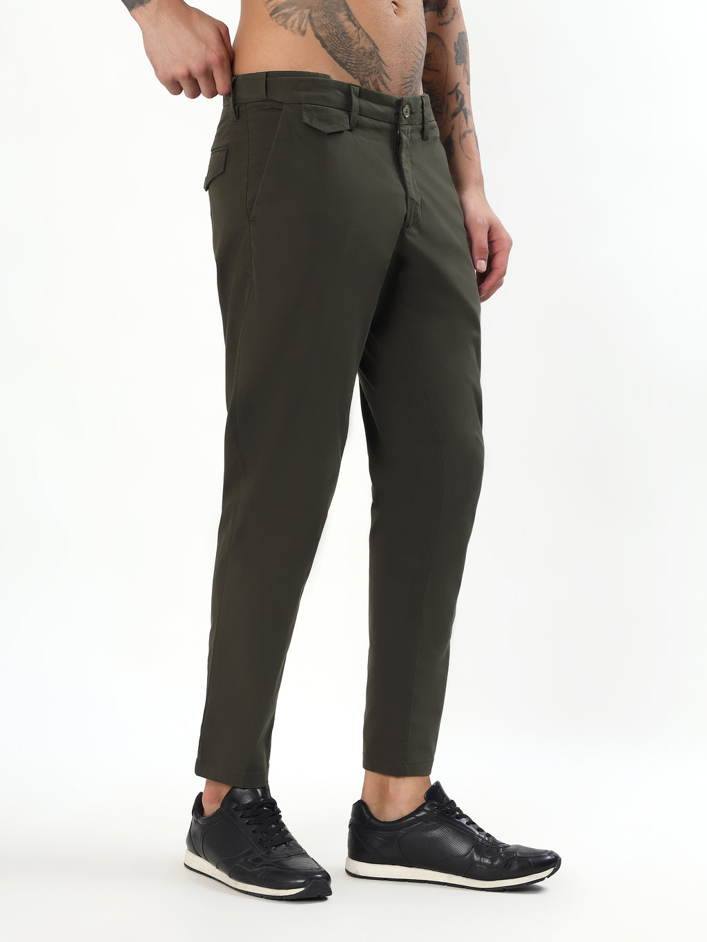 MEN'S OLIVE GREEN SLIM FIT CHINOS