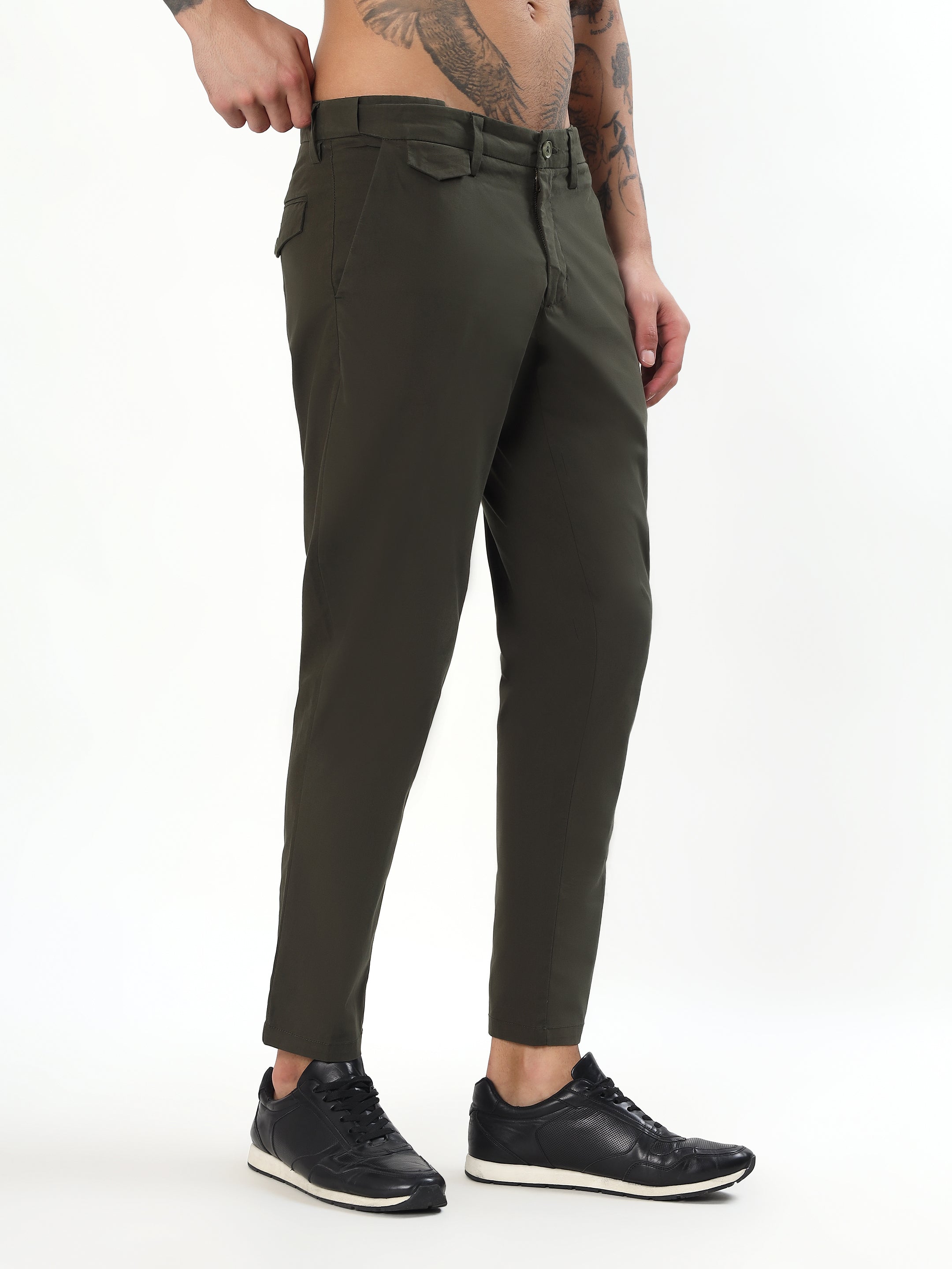 MEN'S OLIVE GREEN SLIM FIT CHINOS
