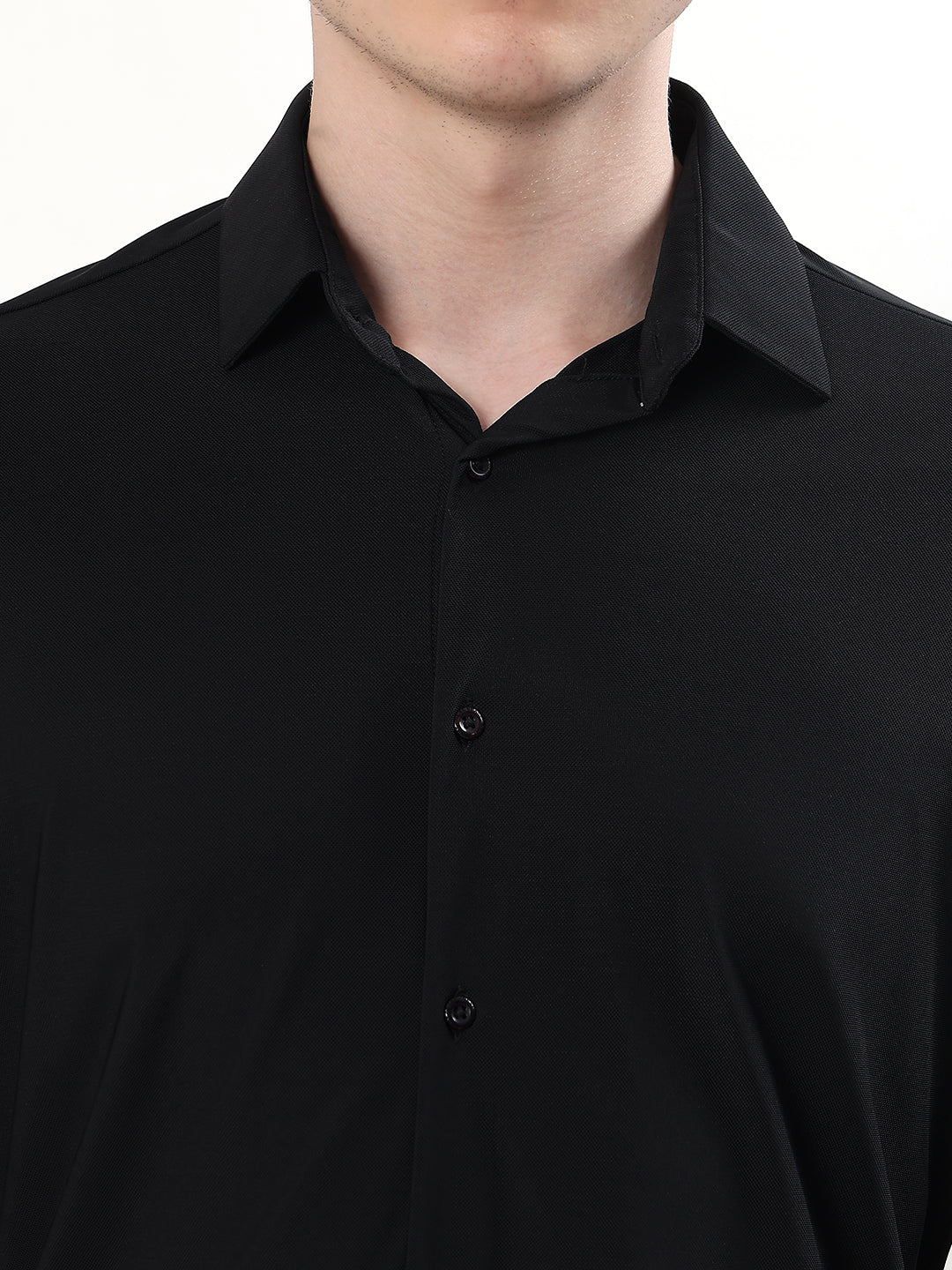 JET BLACK STRETCH KNIT / NYLON-SPANDEX BLEND