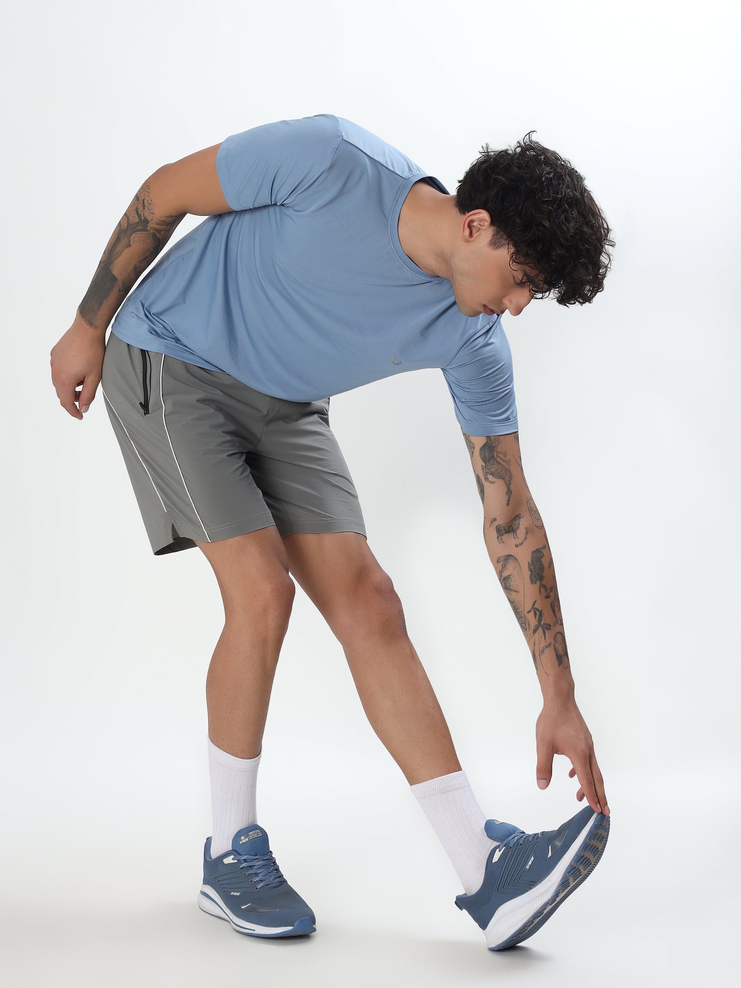 SKY BLUE SOLID ACTIVEWEAR T-SHIRT