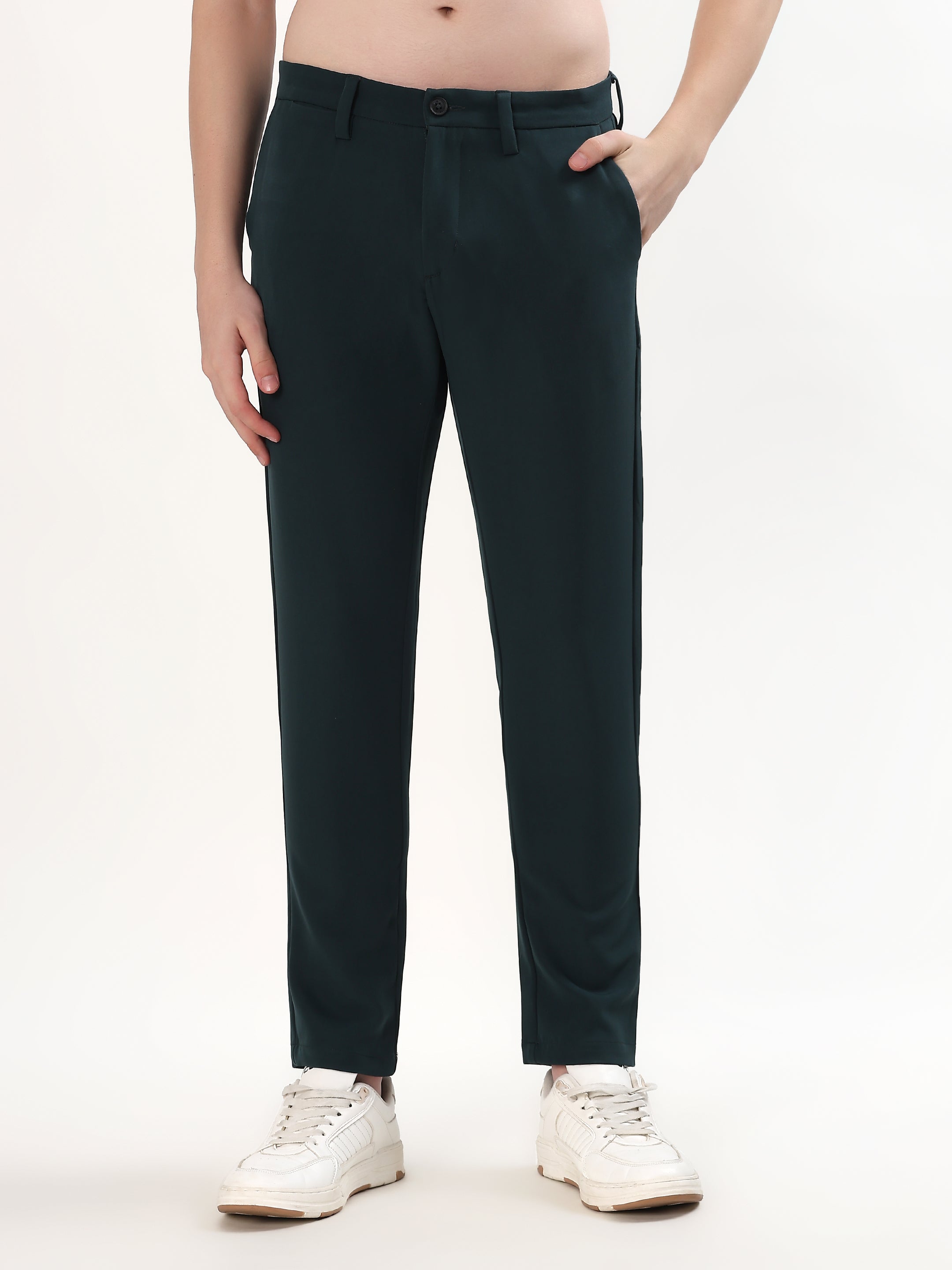 MEN'S GREEN SLIM FIT CHINOS