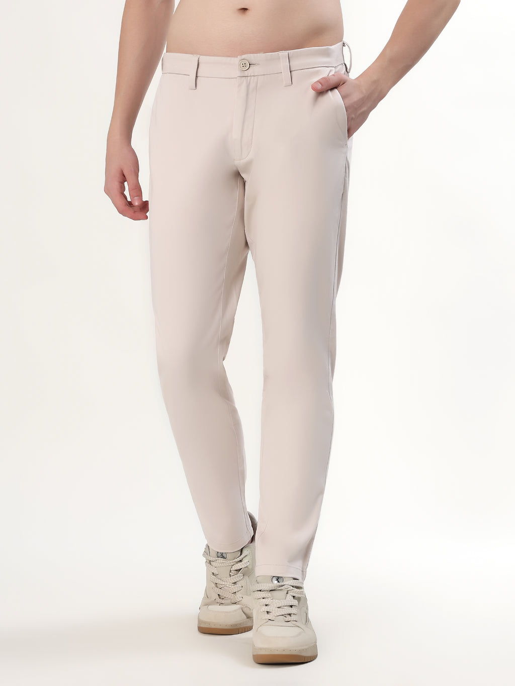 MEN'S OFF-WHITE CREAM SLIM FIT CHINOS