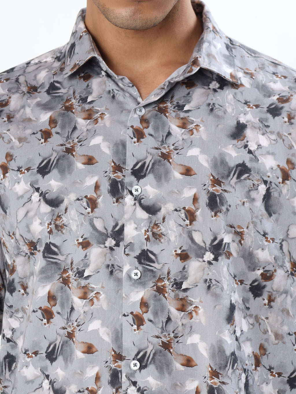 GREY AND TAN ABSTRACT SMUDGE PRINT