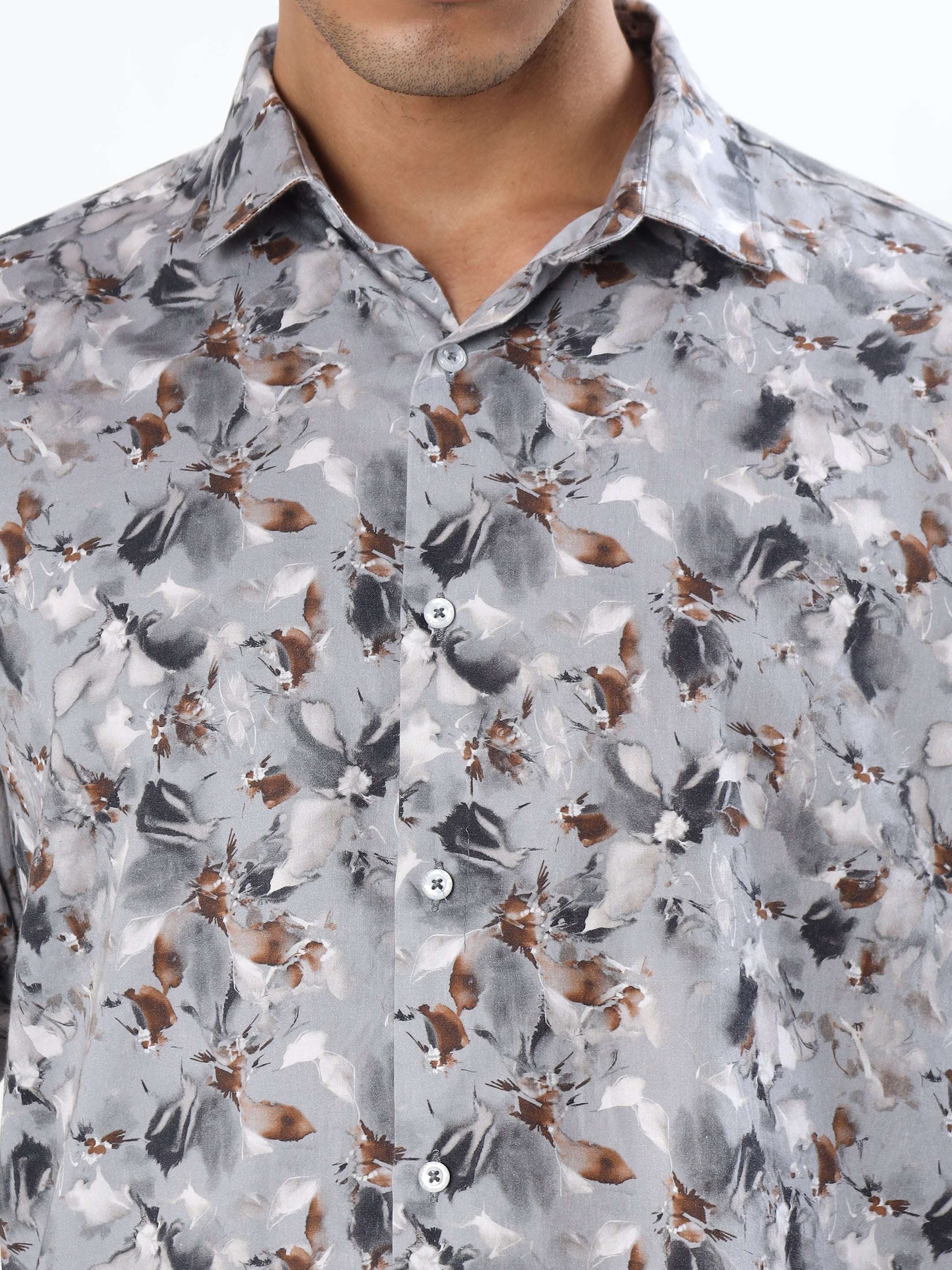 GREY AND TAN ABSTRACT SMUDGE PRINT