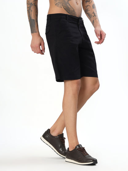 MEN'S CLASSIC MIDNIGHT BLACK CASUAL COTTON SHORTS