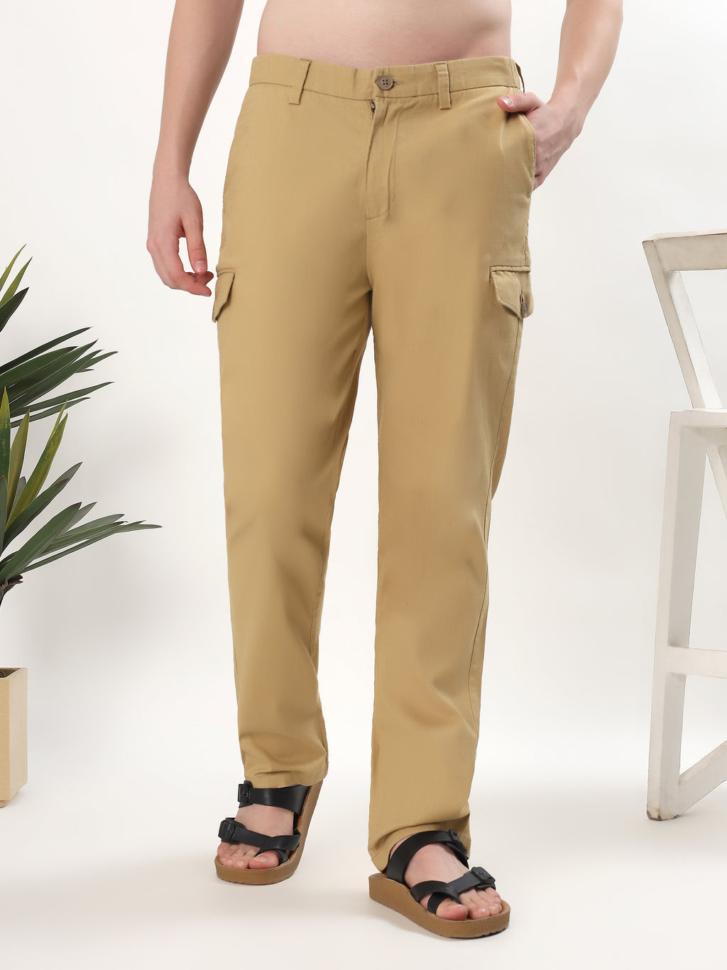MEN'S KHAKI SLIM FIT CHINO PANTS