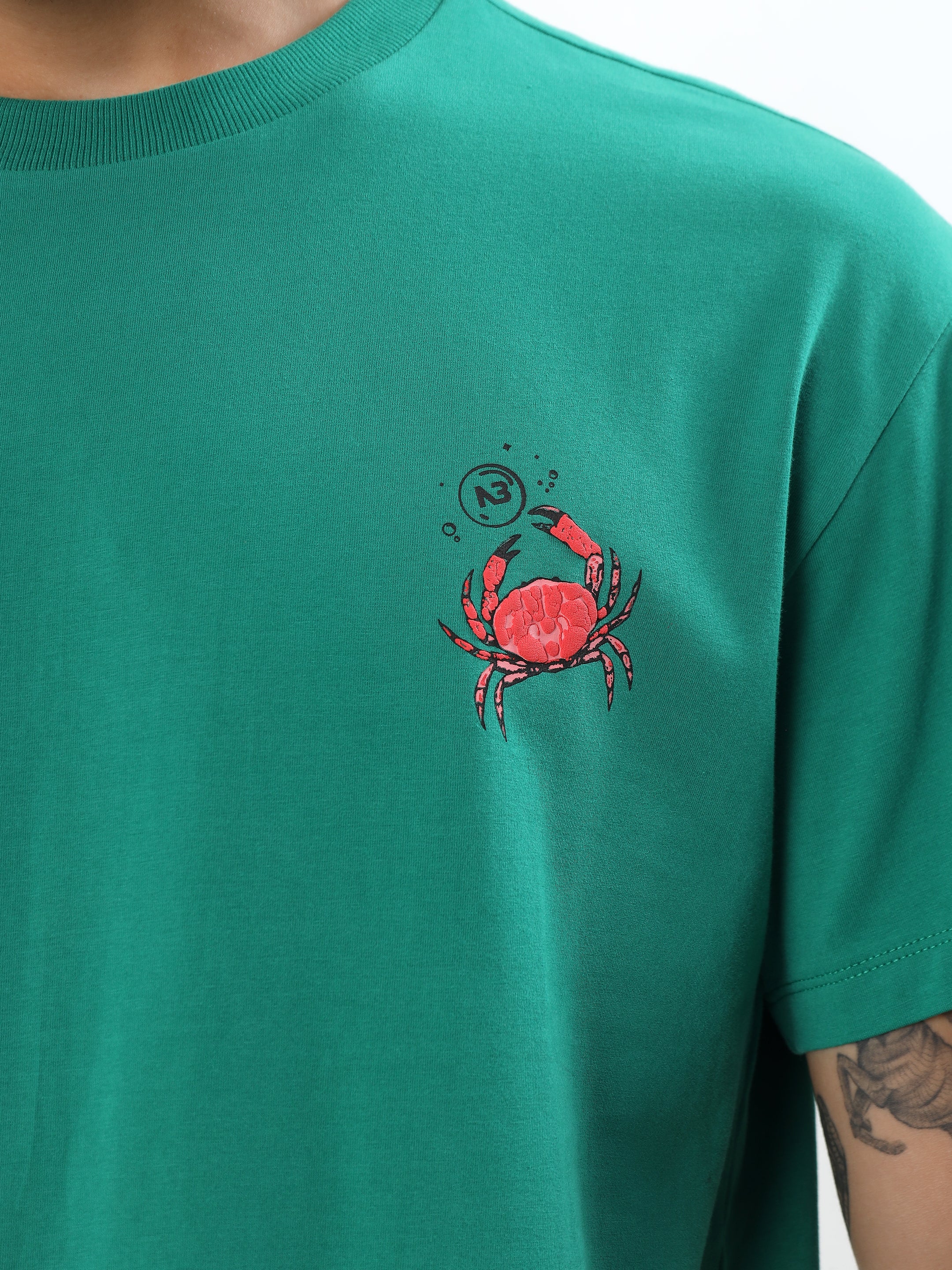 "CRAB CLAW GRAPHIC" PRINTED OVERSIZED T-SHIRT